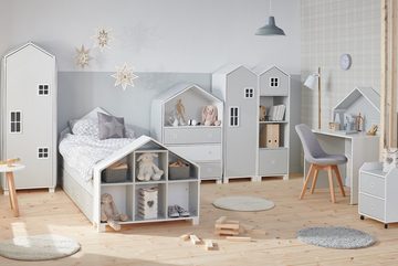 Konsimo Kinderregal MIRUM Hausform Regal Spielzeugablage Bücherregale Standregale, 4 Einlegeböden