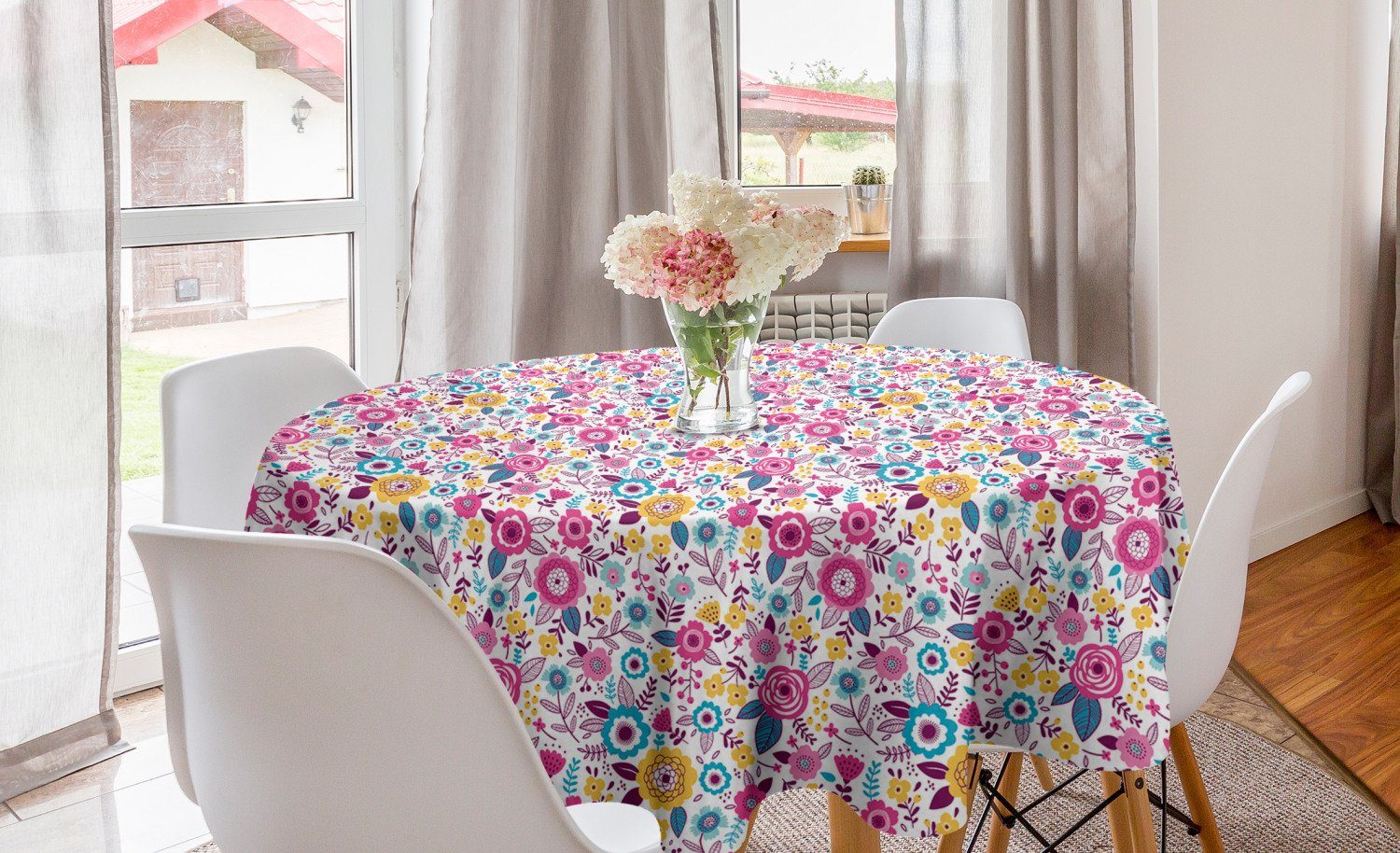 Esszimmer bunte Dekoration, Blumen für Abakuhaus Blumen als Tischdecke Kreis Küche Tischdecke Abdeckung