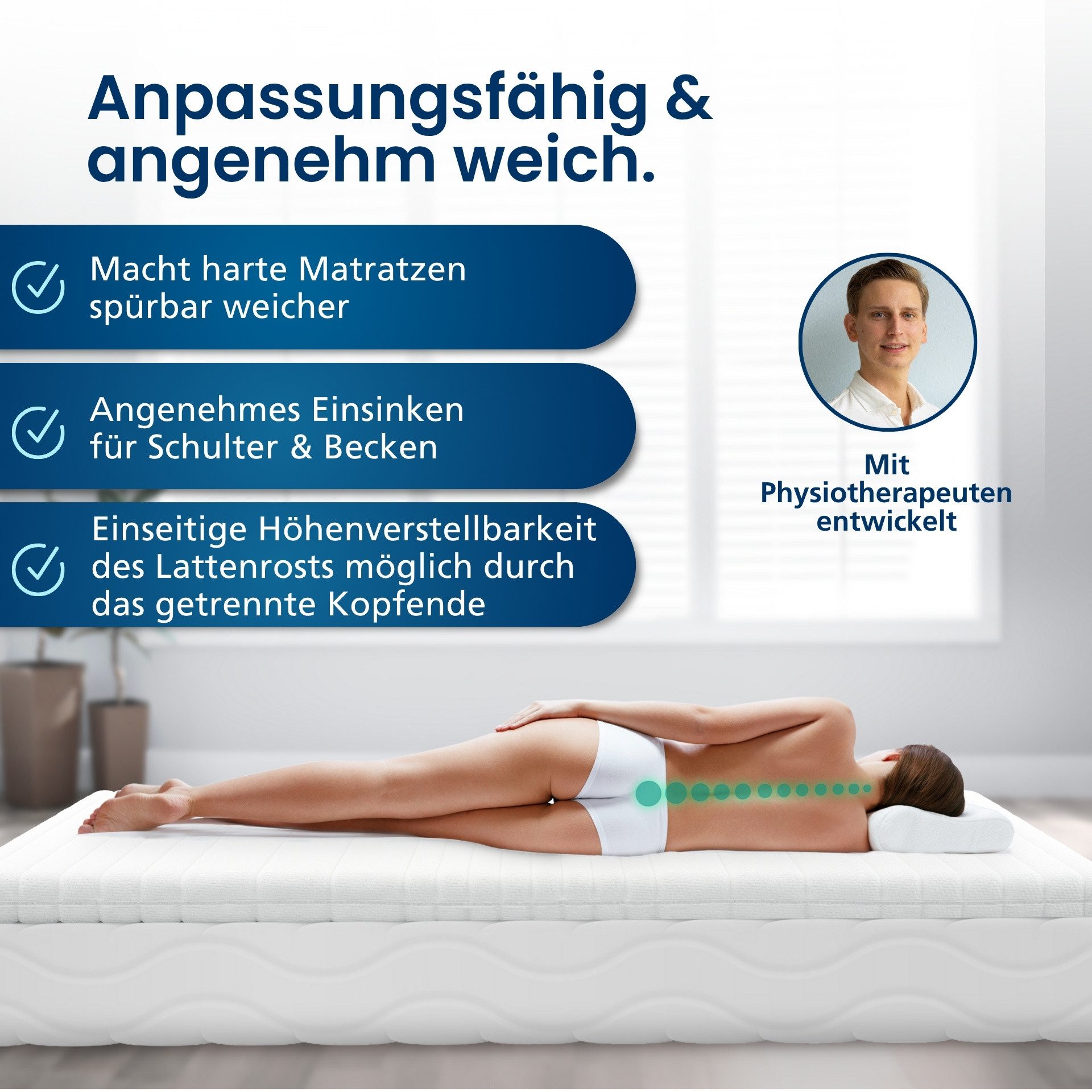 AM Qualitätsmatratzen, Topper Weich & Anpassungsfähig, Split Topper für Matratzen & Boxspringbetten, 6 cm hoch, Komfortschaum, 180x220 cm