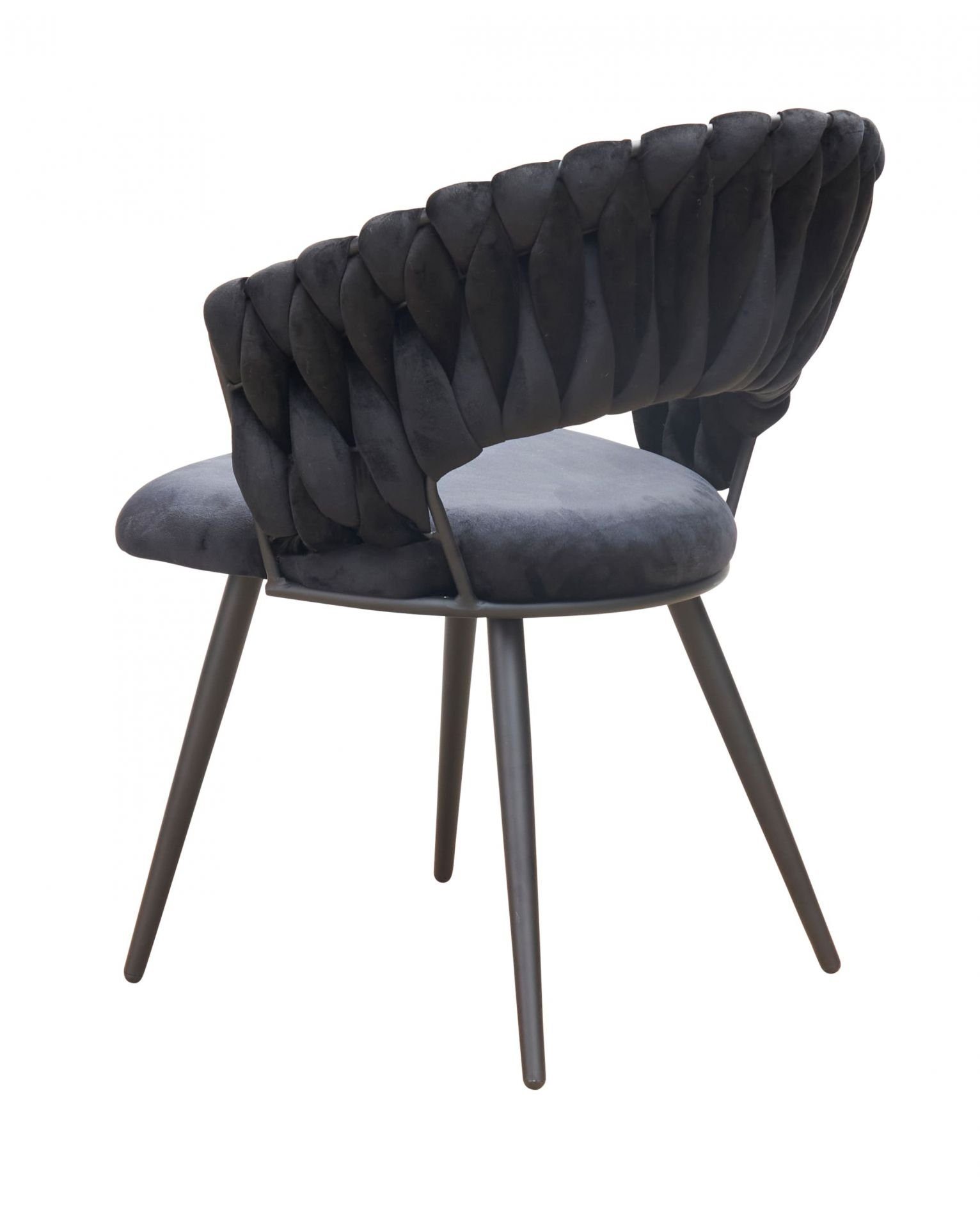 dasmöbelwerk Stuhl Esszimmerstuhl Liv Flechtoptik Samt Armlehnenstuhl Designerstuhl