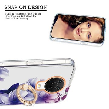 Wigento Handyhülle Für Nokia G20 / G10 Silikon Case TPU mit Ring Flower Motiv 4 Schutz Hülle Cover