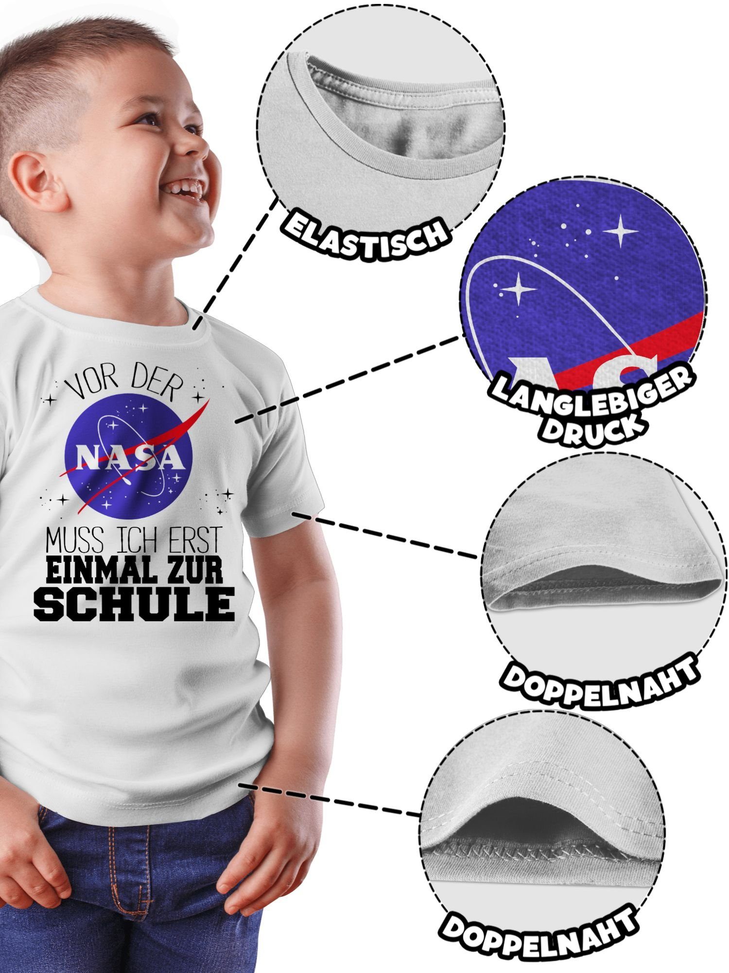 Einschulung zur Vor Geschenke muss Weiß 1 Nasa ich T-Shirt Shirtracer Junge Schule erst der Schulanfang schwarz einmal