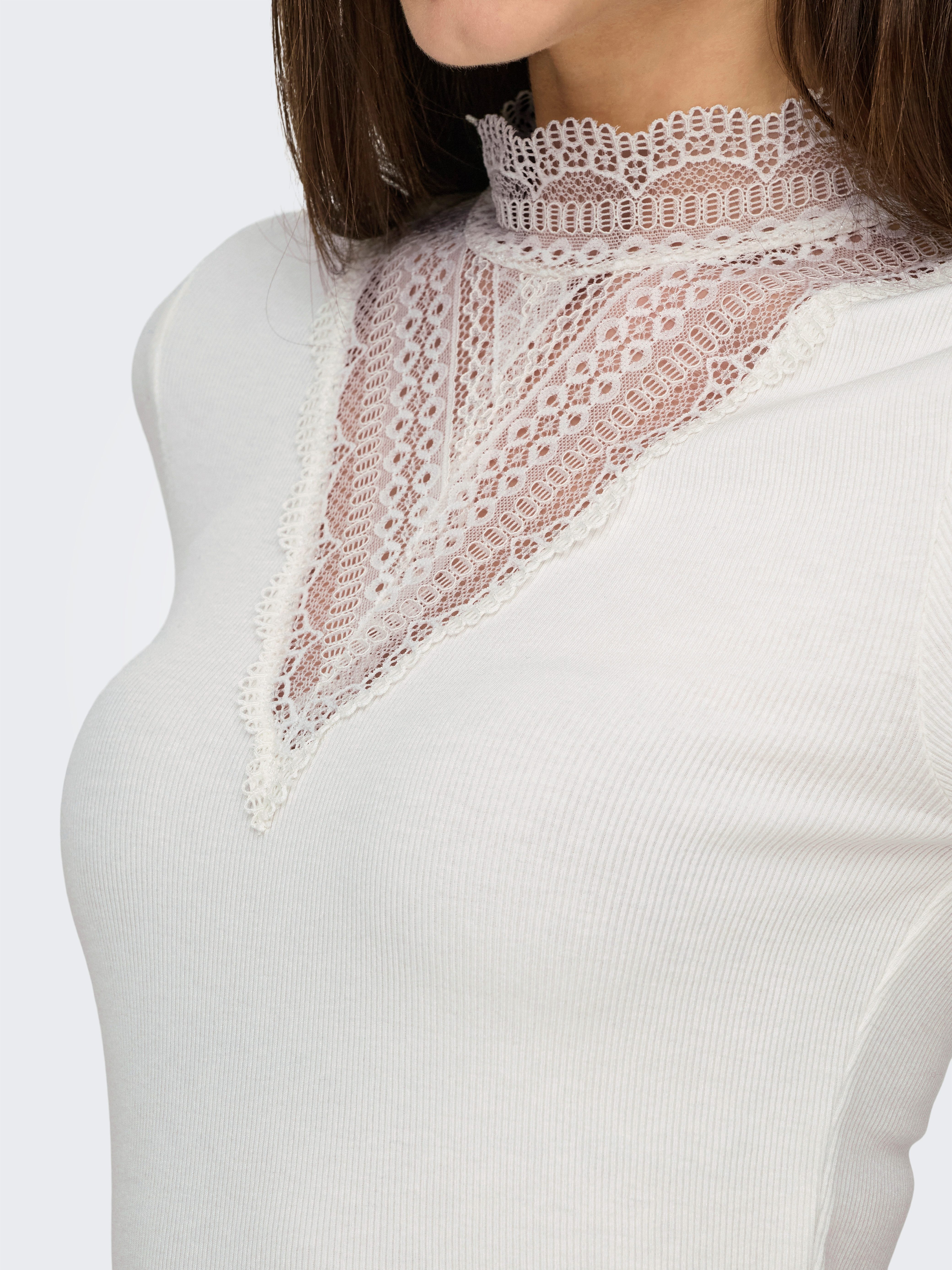 ONLY Spitzenshirt ONLTILDE HIGHNECK S/S TOP JRS NOOS