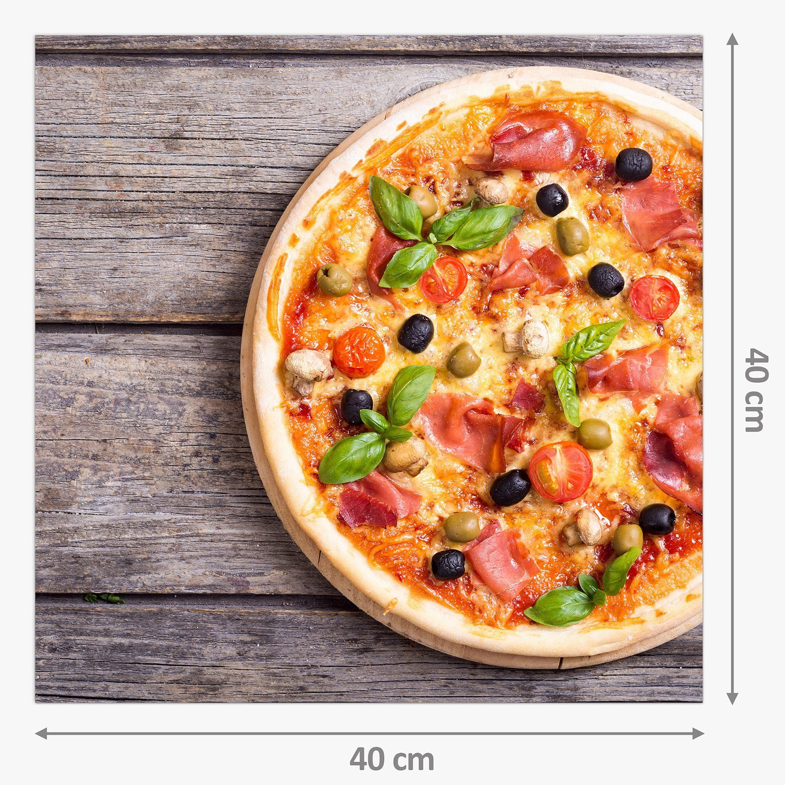 Spritzschutz mit Schinken Pizza Motiv Küchenrückwand Glas Primedeco Küchenrückwand mit