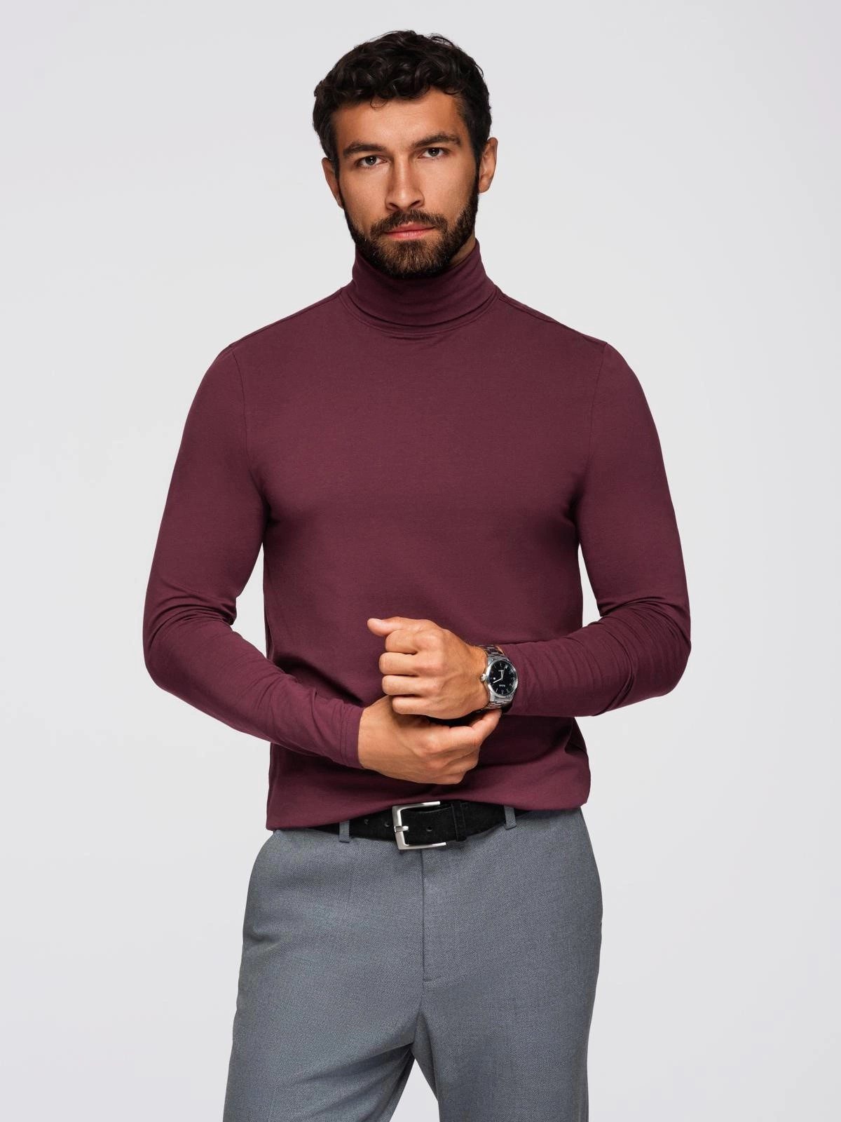 OMBRE Rollkragenpullover Unifarbenes Herren-Longsleeve mit Rollkragen günstig online kaufen