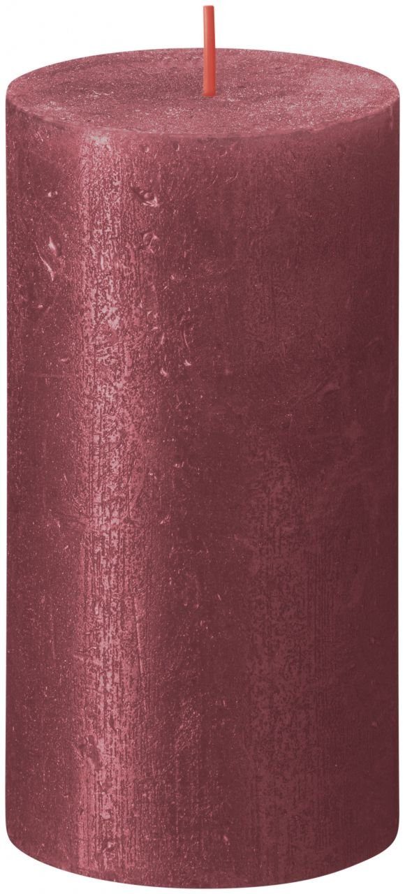 Bolsius LED-Christbaumkerzen Bolsius Stumpenkerze Rustik Shimmer Rot 13 cm