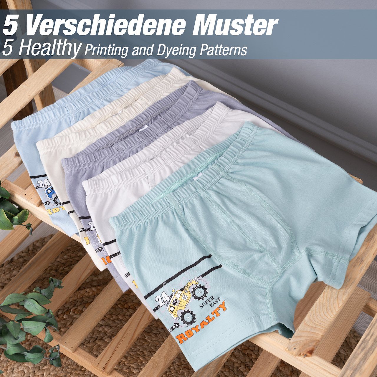 LOREZA Boxershorts 10er Set Jungen Boxershorts - Rallye - Bunt (Spar-Packung, 10-St)