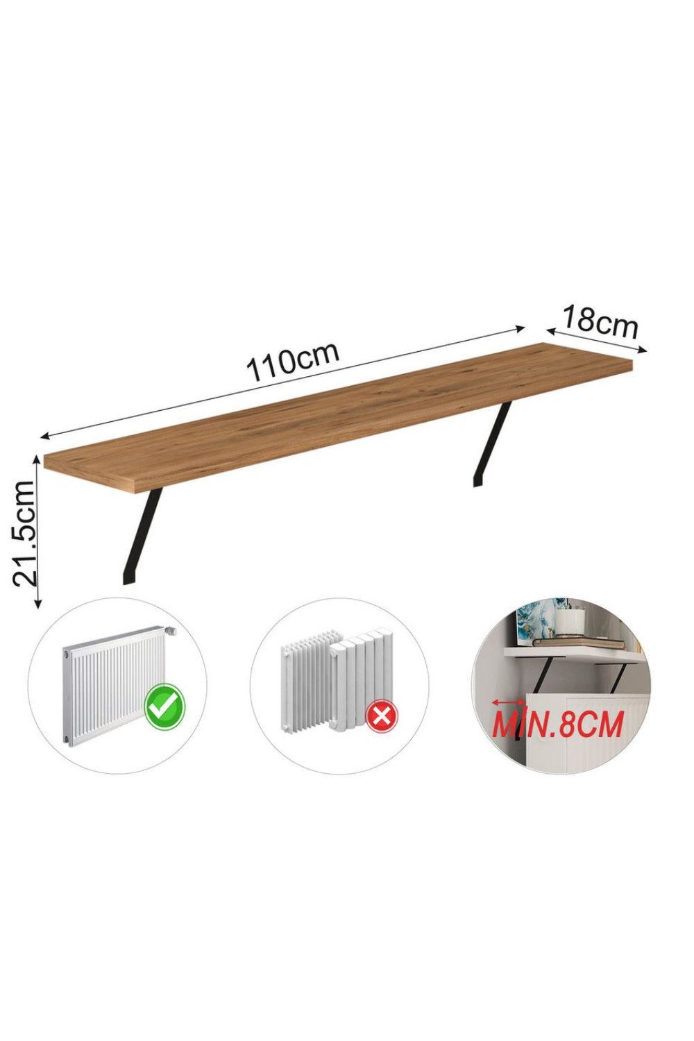 ibonto Ablageregal Heizkörperregal ohne Bohren Ablage für Wohnzimmer, Bad, günstig online kaufen