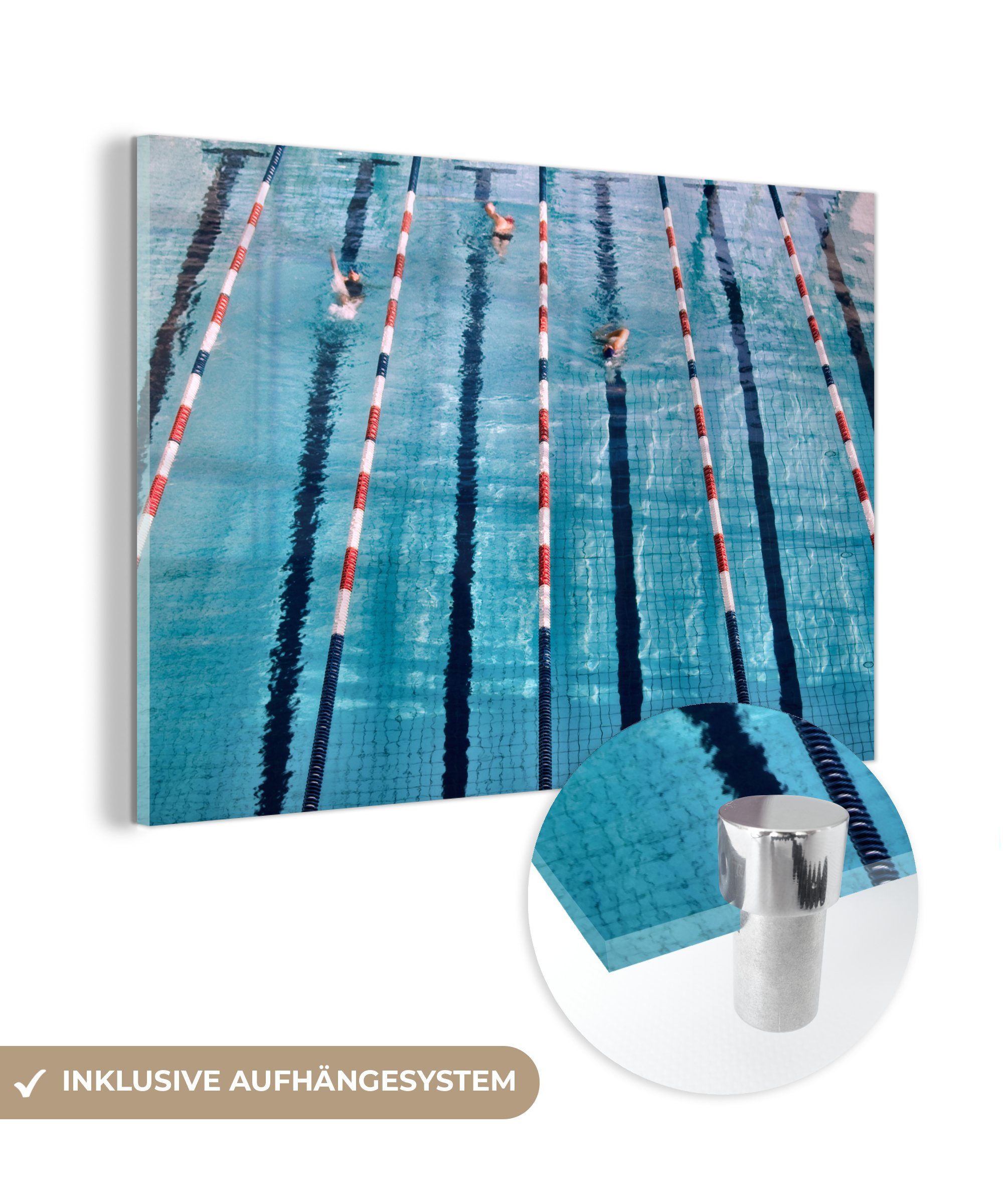 MuchoWow Acrylglasbild Schwimmen - Wettkampfschwimmen - Schwimmbad, (1 St), Acrylglasbilder Wohnzimmer & Schlafzimmer