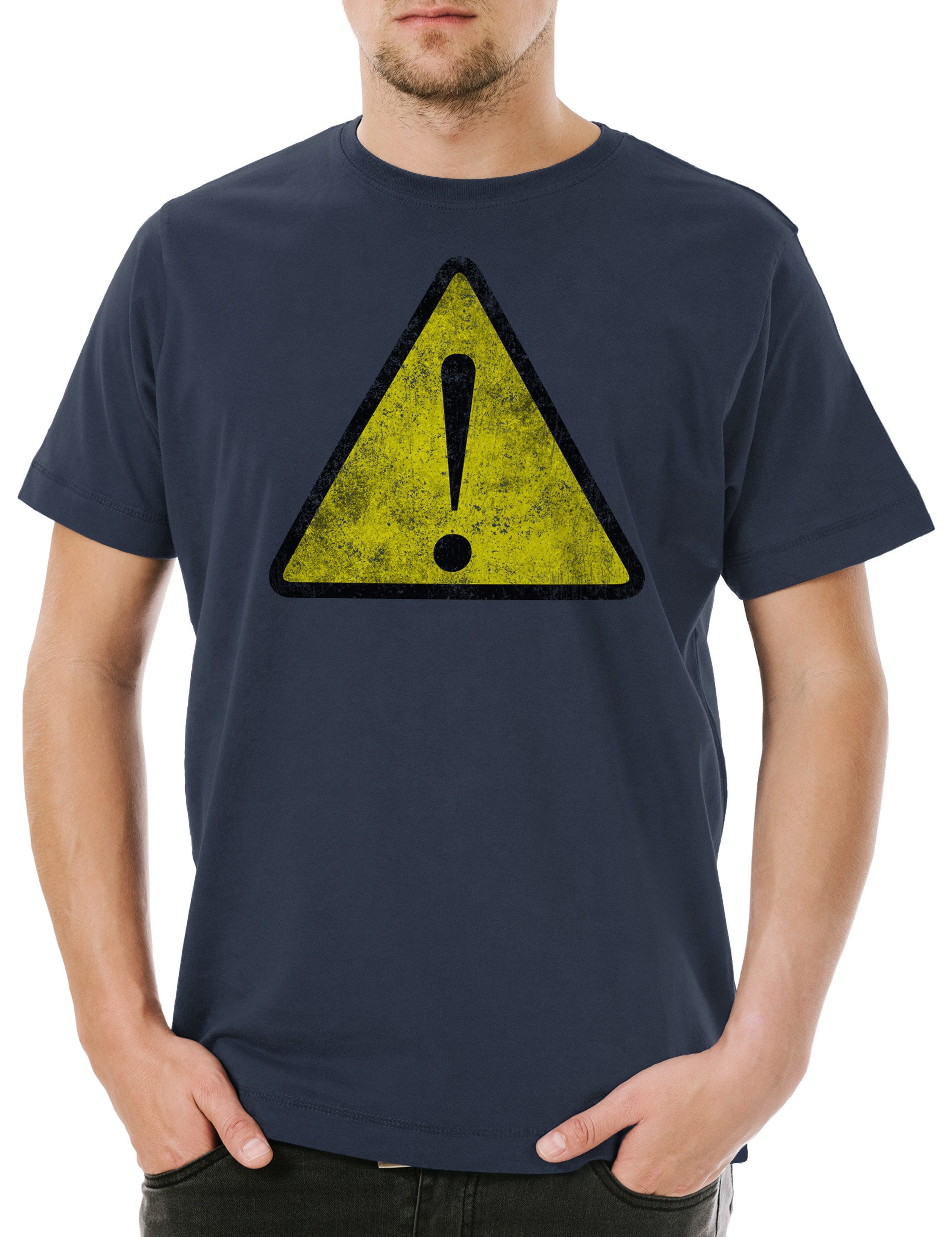 Print-Shirt Warning Sign I Herren T-Shirt Symbol Logo Insignia USA Zeichen Caution