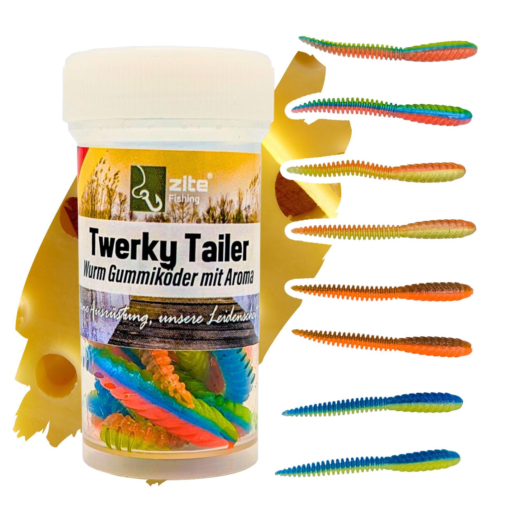 Kunstköder Twerky Tailer 3 Varianten 2 Aromen je 8STK 7cm Gummiköder Forelle