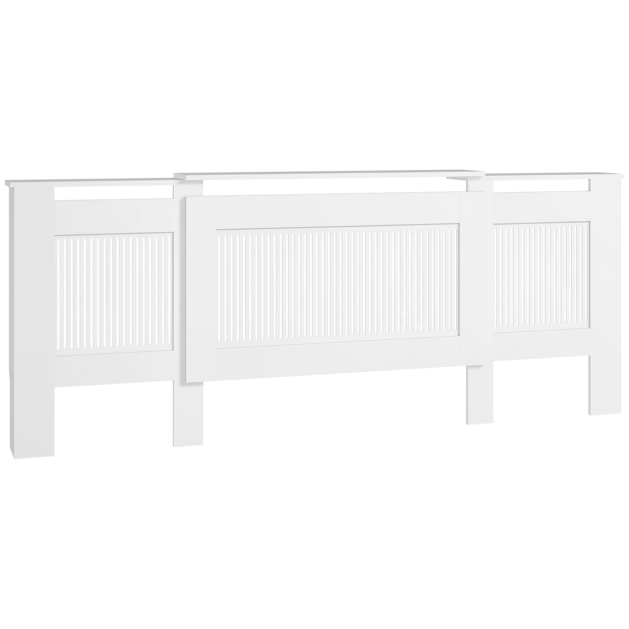 HOMCOM Heizungsverkleidung ausziehbar Heizkörperabdeckung mit Ablage, Lamellen, Zubehör für Heizkörper, Heizkörper Abdeckung 125-201 x 19 x 81,5 cm Weiß