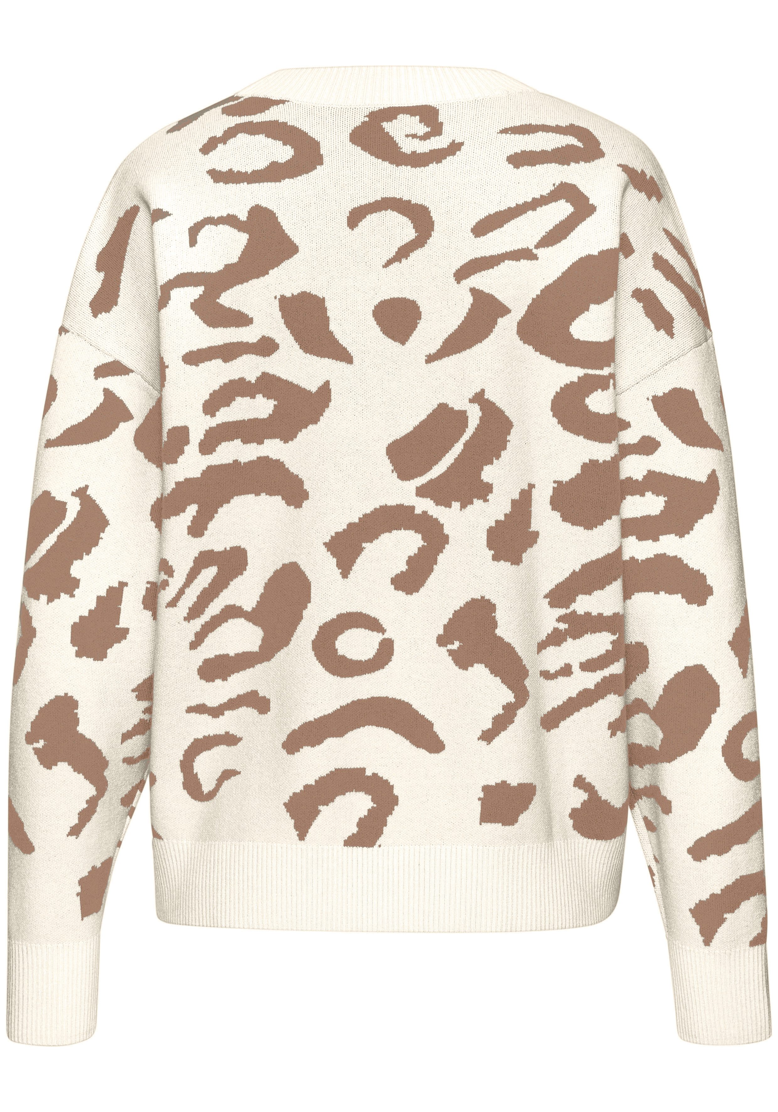 LASCANA Jacquardpullover mit Leomuster, dicker Strickpullover, Animalprint, modisch