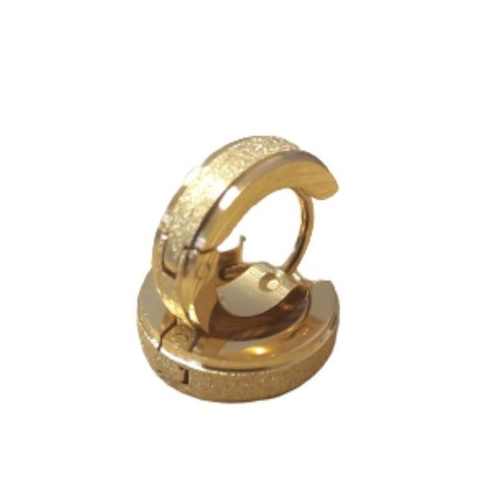 BUNGSA Creolen-Set Gold - Creolen sand-gestrahlt 4mm aus Edelstahl Damen (1 Paar (2 Stück), 2-tlg), Ohrschmuck Ohrringe