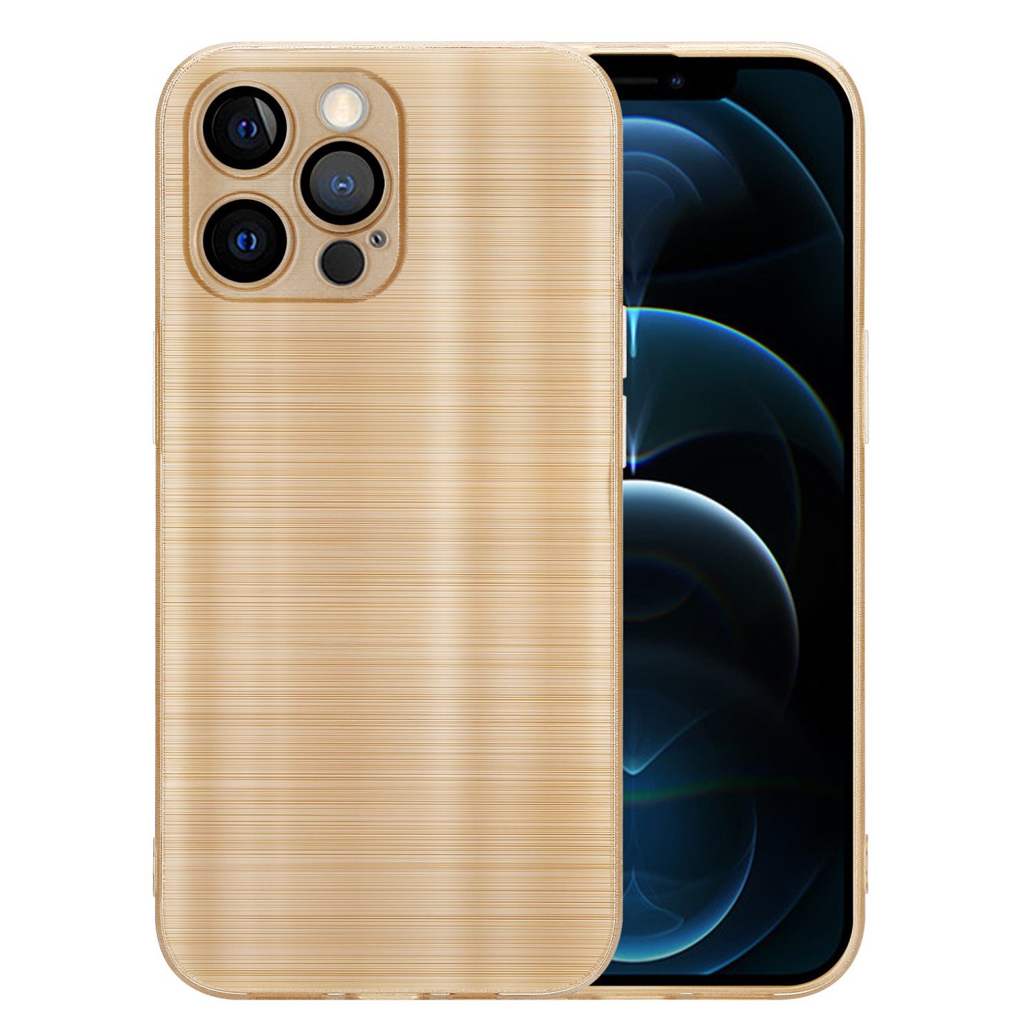Cadorabo Handyhülle für iPhone 12 PRO Hülle Apple iPhone 12 PRO, Schutzhülle - TPU Silikon Hülle - im Brushed Design