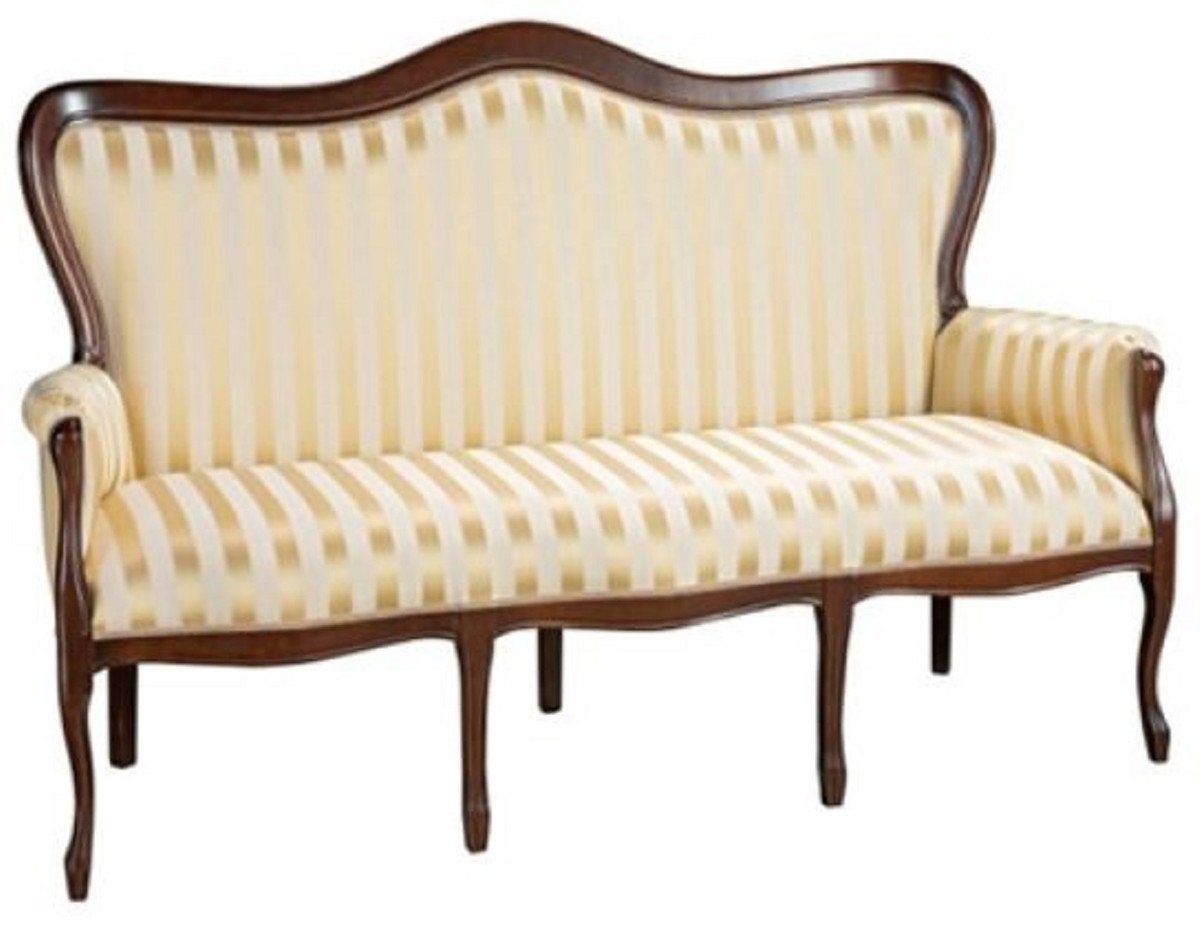 Casa Padrino Sofa Luxus Barock Sofa mit Streifen Gold / Dunkelbraun 184 x 81 x H. 107 cm - Gestreiftes Wohnzimmer Sofa im Barockstil - Barock Wohnzimmer Möbel | Alle Sofas