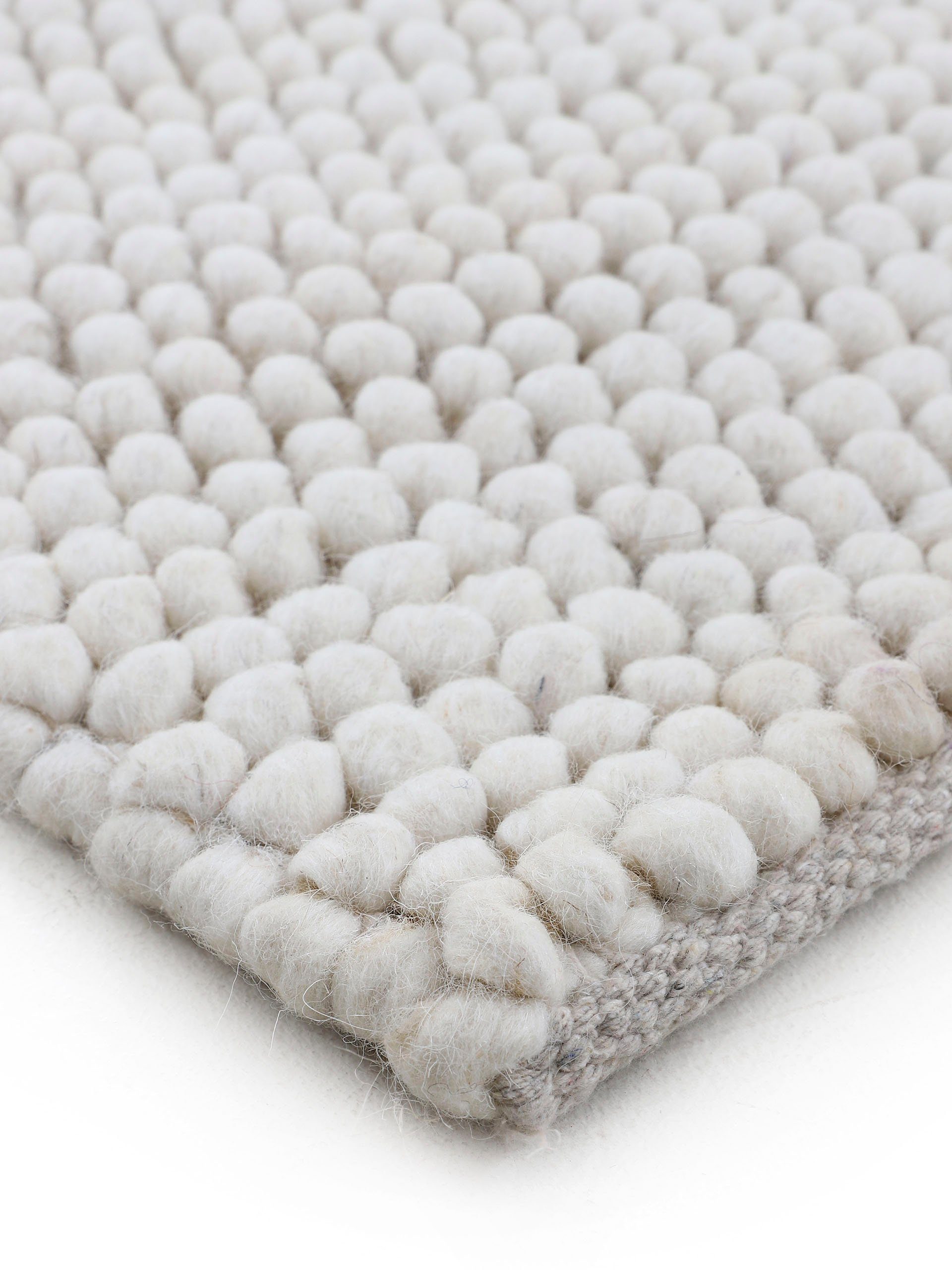 meliert, Wolle 70% Farben, mm, Uni Teppich, 16 Handweb handgewebt, Teppich Calo, carpetfine, Höhe: beige rechteckig,