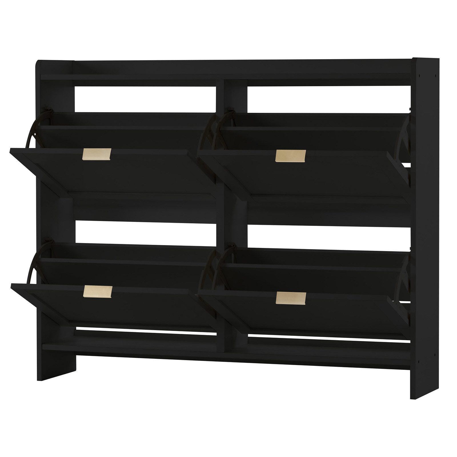OKWISH Schuhschrank mit 4 Klappfächern (mit offenen Ablagen, platzsparendes Schuhregal, 1-St., B110/H90/T24 cm)