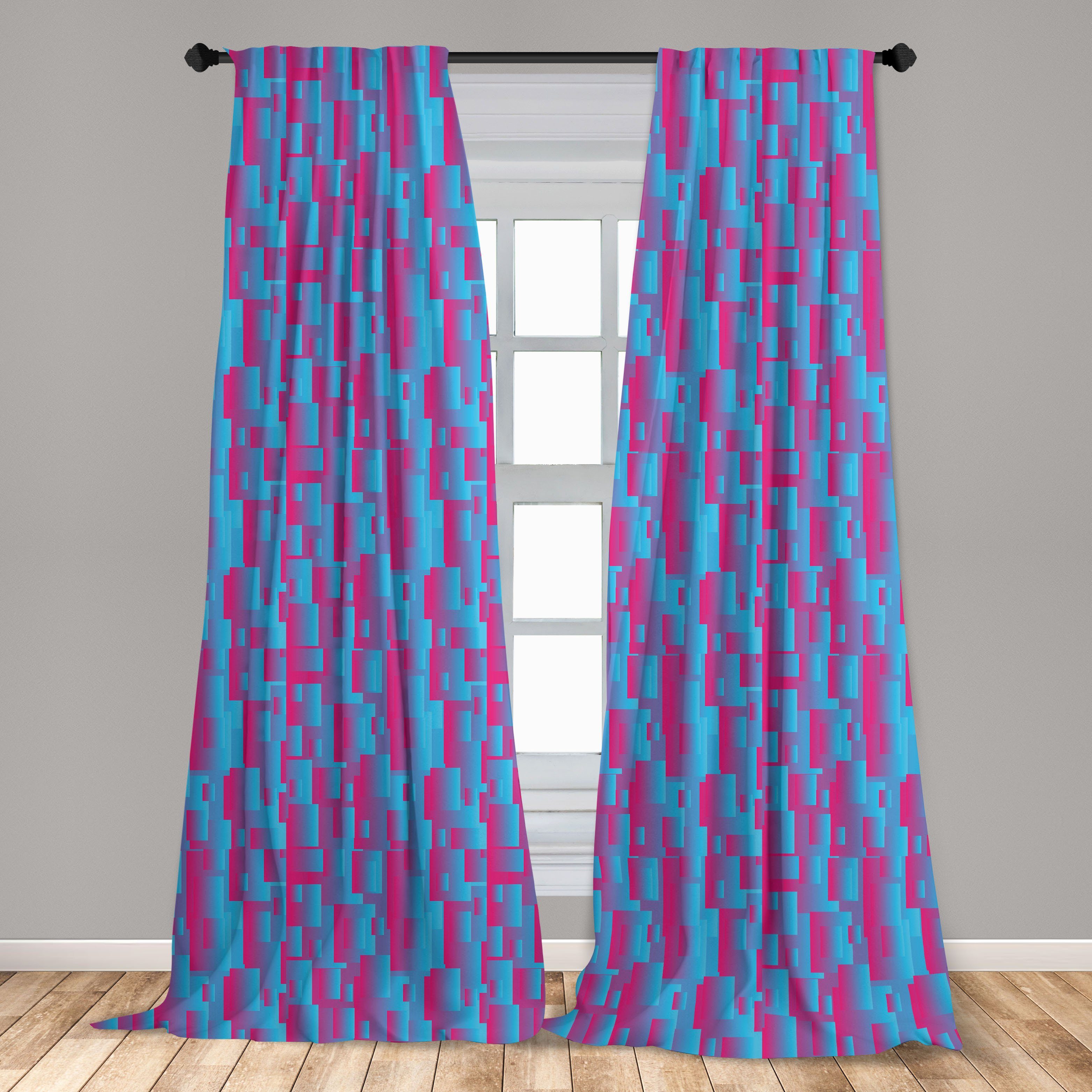Gardine Schlafzimmer Pink Microfaser, für Und modernes Abakuhaus, Vorhang Blau Dekor, Quadrat Wohnzimmer