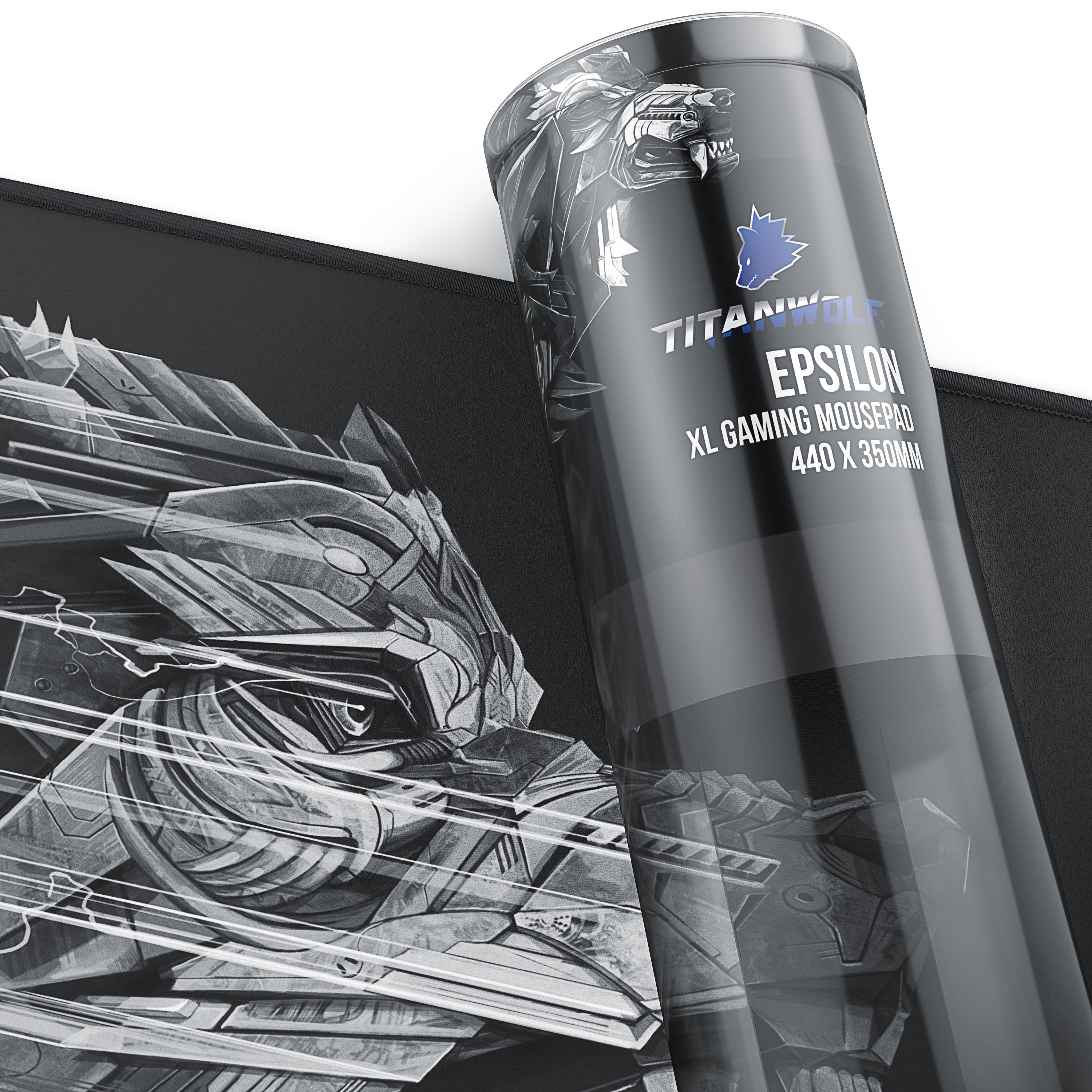 Titanwolf Gaming Mauspad XL Speed Mousepad 440 x 350 x 3 mm, Tischunterlage, strapazierfähig (1-St), rutschfest, abwaschbar, Geschwindigkeit & Präzision, Wolfsm – Bild 2 von 5