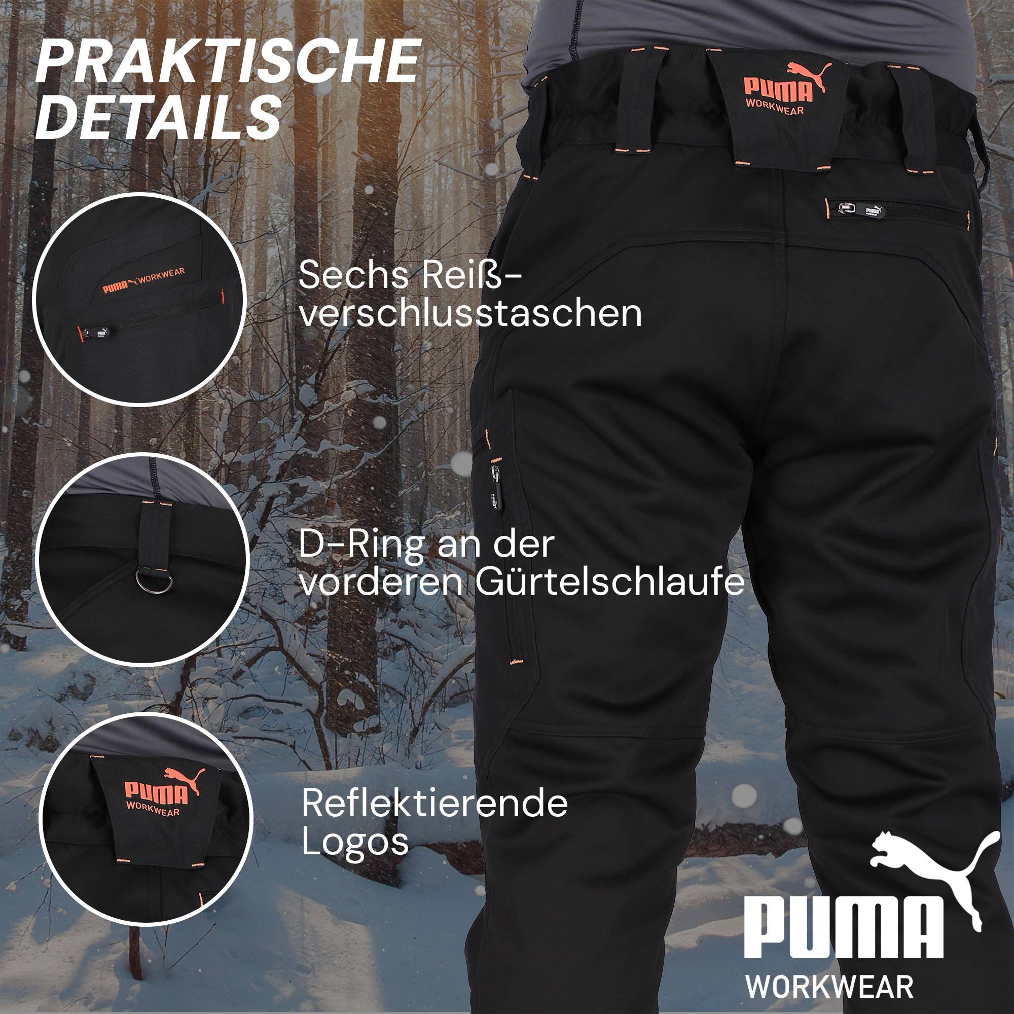 PUMA Workwear Arbeitshose ProOne Alpine gefütterte Hosen Herren - Outdoor Hosen für Herren Winddichte, Wasserabweisende & elastische Arbeitshose für den Winter