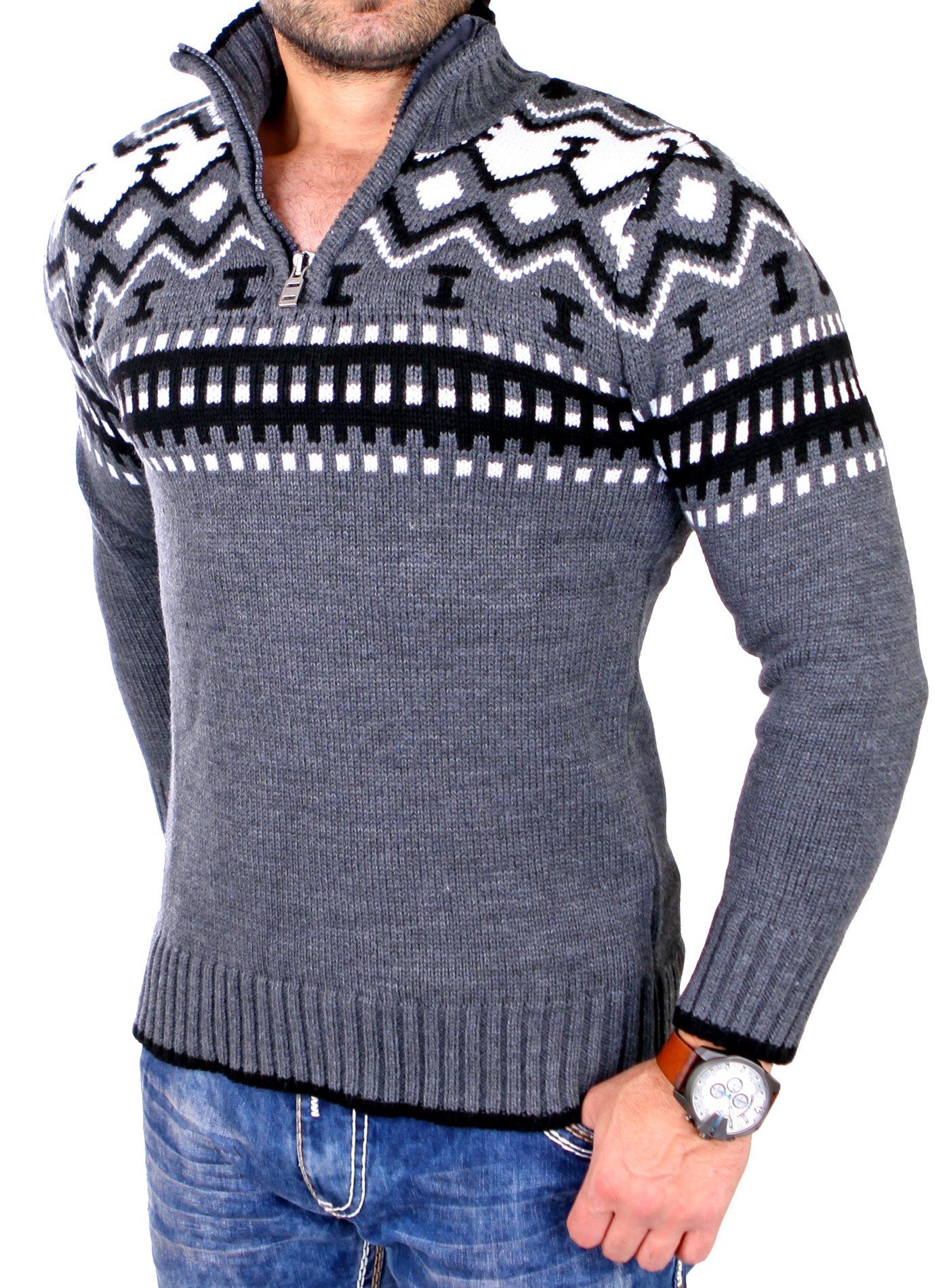 Reslad Strickpullover Reslad Herren Strickpullover Crewneck günstig online kaufen