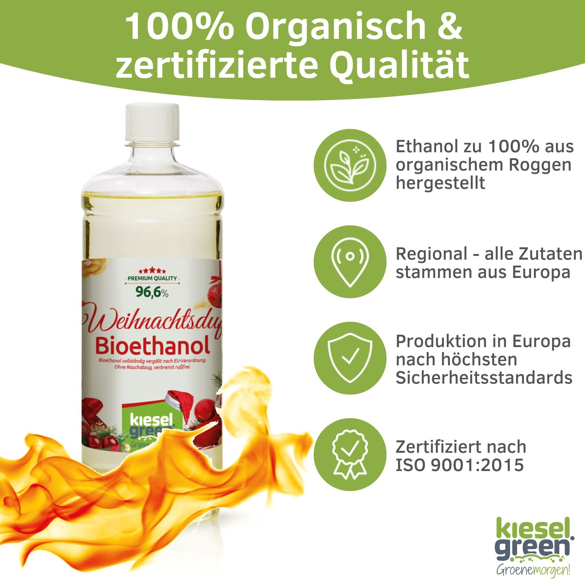 KieselGreen Bioethanol KieselGreen Bioethanol Flasche 12 x 1 Liter mit Duft für Ethanol-Kamin – Bild 3 von 5