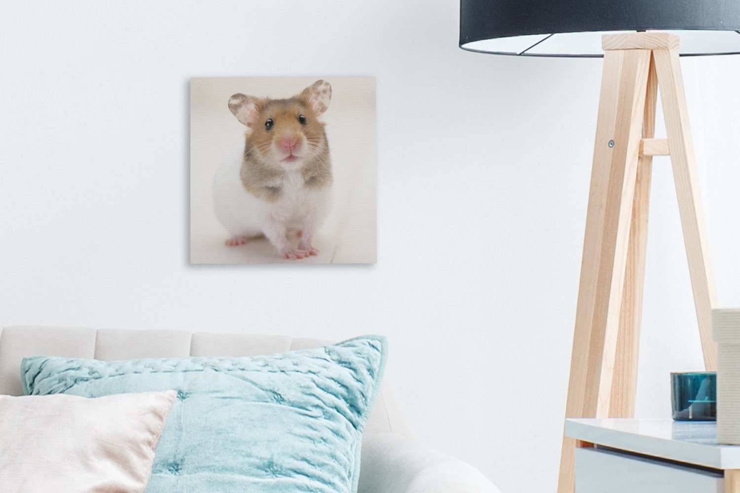 OneMillionCanvasses® Leinwandbild Stehender Hamster, (1 brauner für weißer Bilder St), Leinwand Schlafzimmer und Wohnzimmer