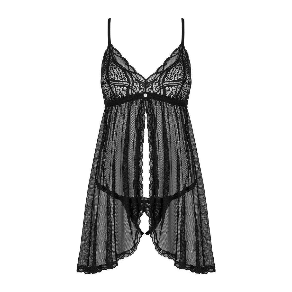 + Obsessive schwarz Negligee Negligé Sedila Ouvert-String Babydoll (2-tlg)