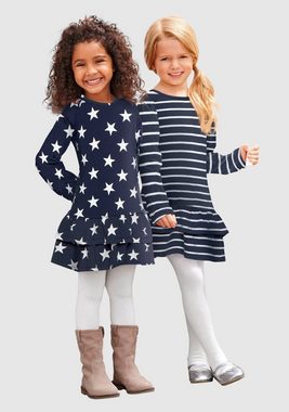 KIDSWORLD Jerseykleid, 2er Pack für kleine Mädchen (Packung, 2-tlg) mit Ringel und Sternen