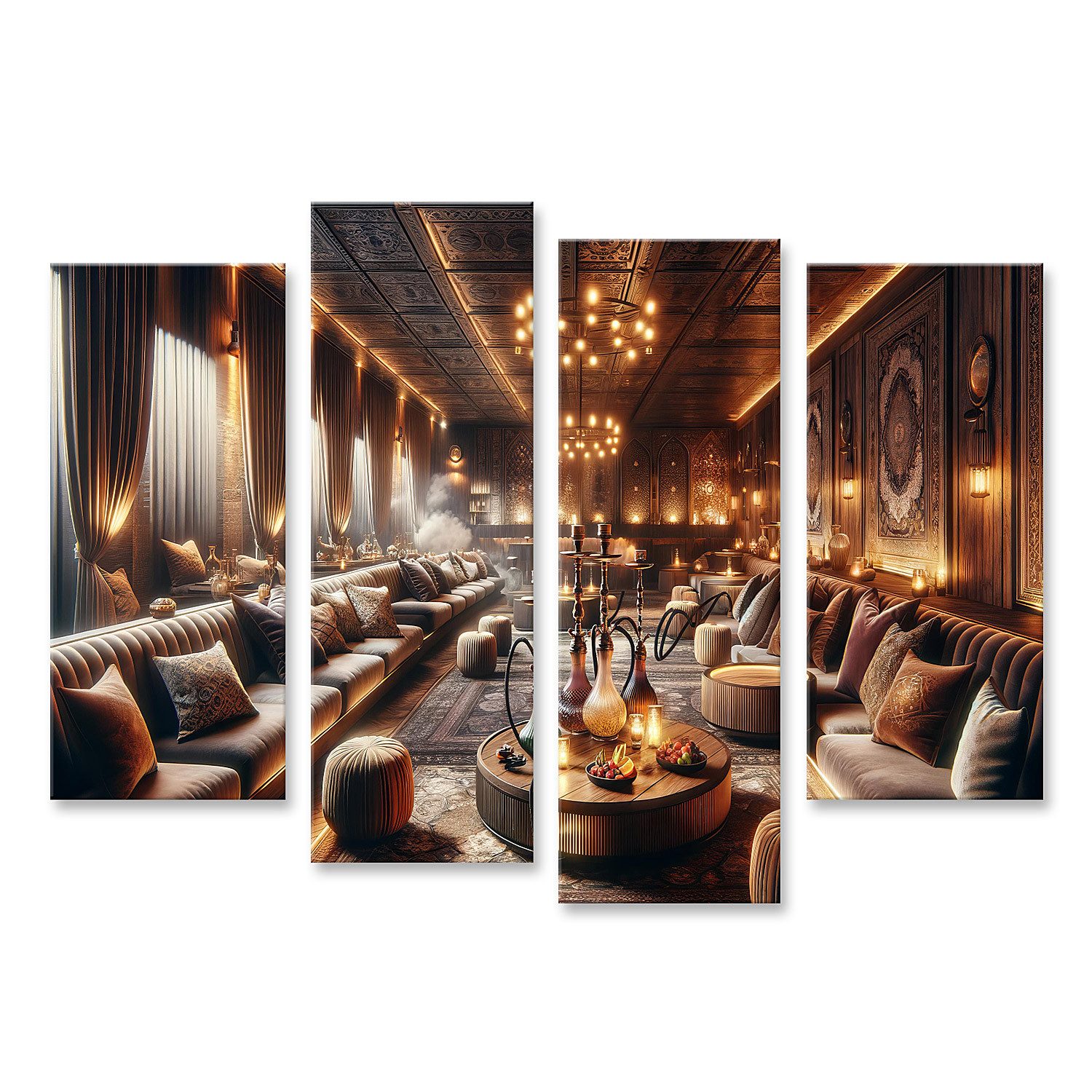 islandburner Leinwandbild Einladende Shisha Lounge mit modernem und gemütlichem Ambiente