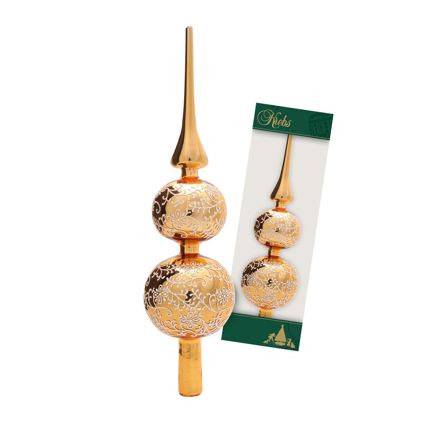 Krebs Glas Lauscha Christbaumspitze Glasspitze - Gold mit Rankendekor - ca. günstig online kaufen