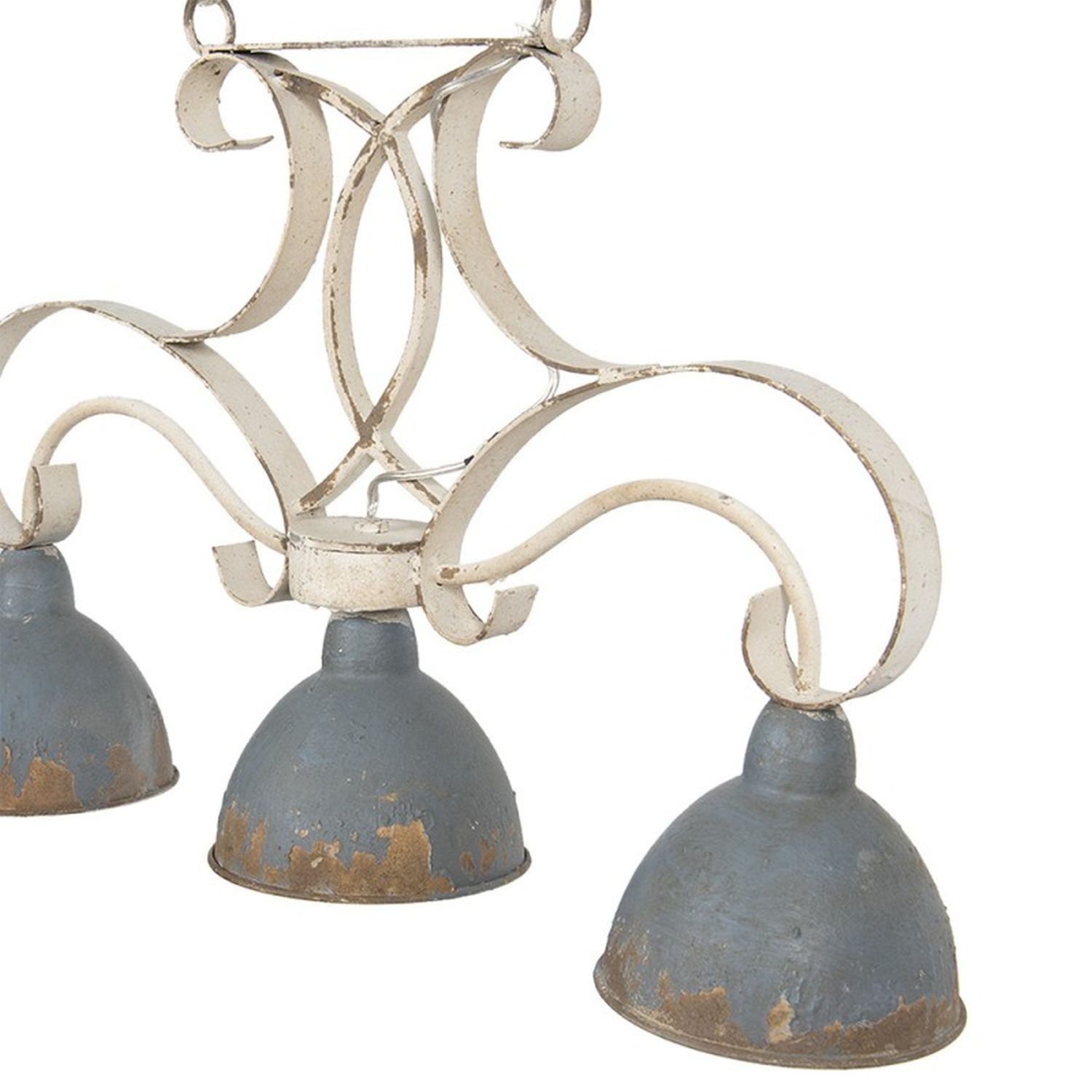 Clayre & Eef Hängeleuchte Pendelleuchte Vintage Metall creme grau 3-flammig Ø E27 60x15x42 cm
