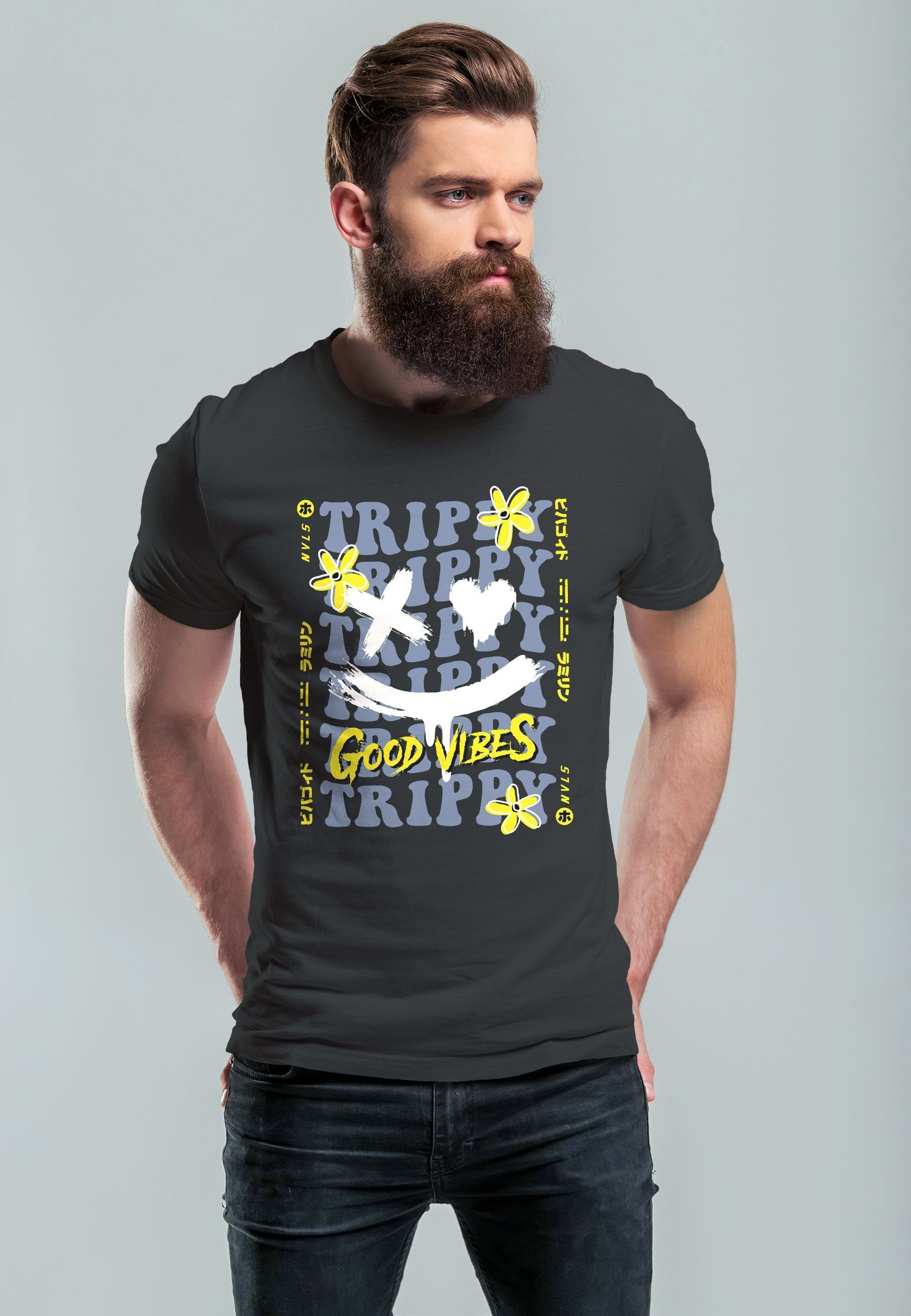Neverless Print-Shirt Herren T-Shirt Drip Face günstig online kaufen