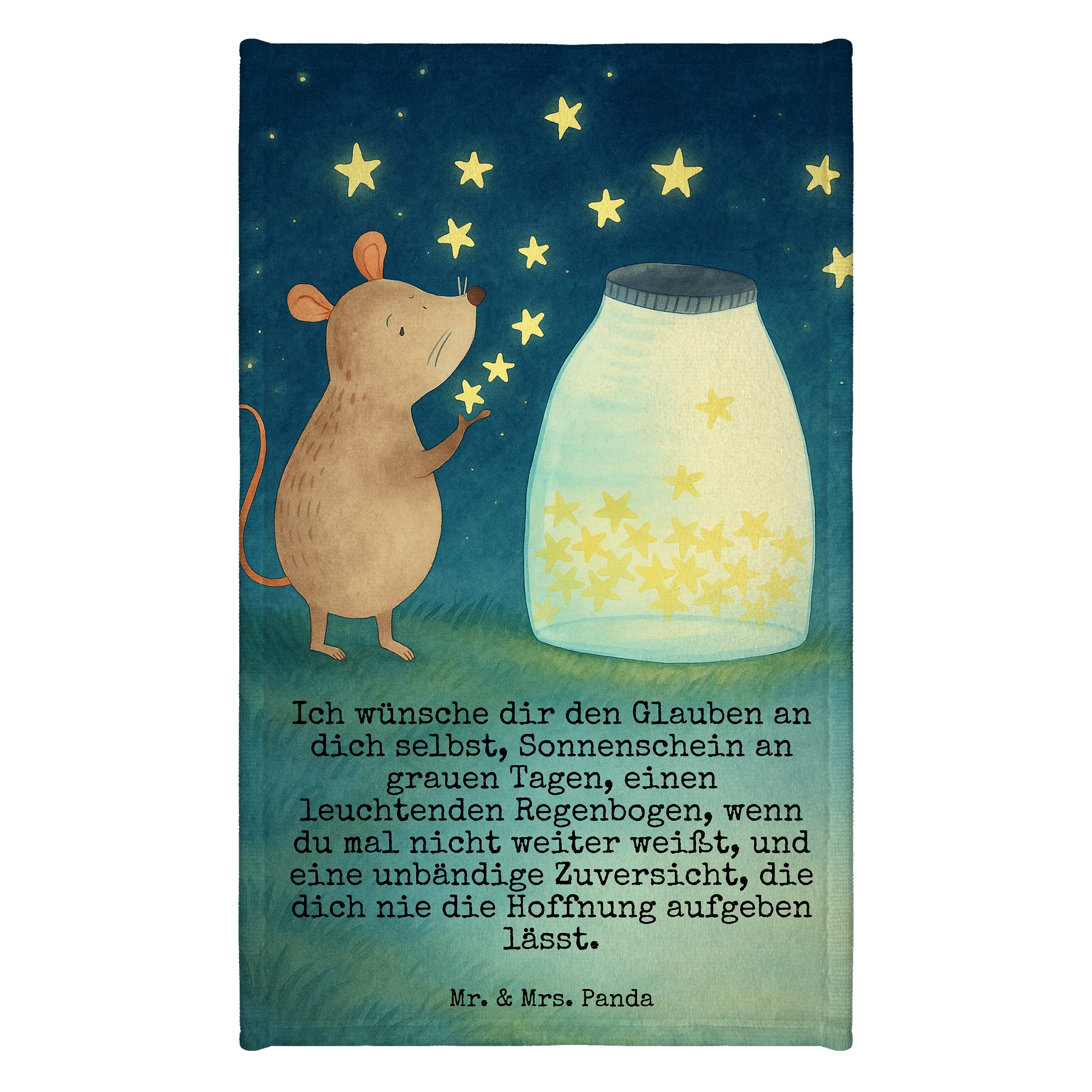 Mr. & Mrs. Panda Handtuch Maus Sterne Design, Gästetuch, Weiß, Taufe, Handtuch Klein, Kleines, Kunstfaser (Packung), gäste wc handtuch Handtuch Für Gäste-WC Gästehandtuch Pflegeleicht