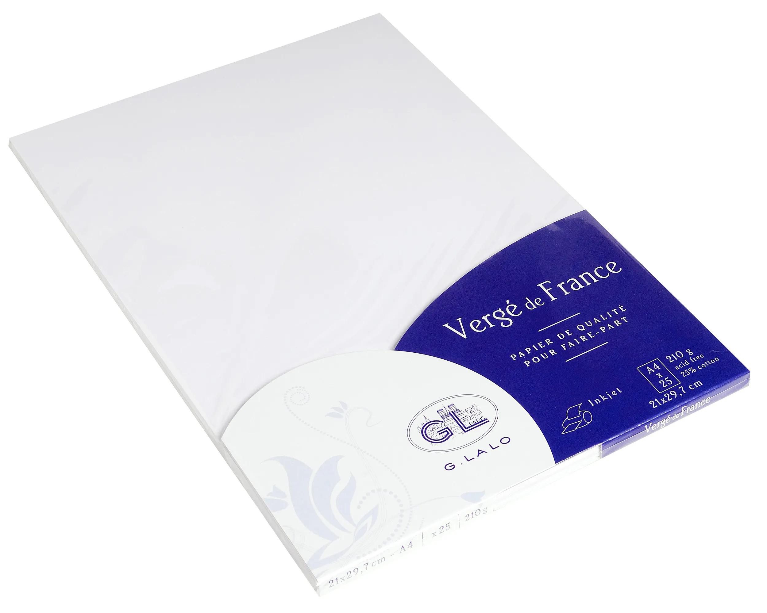 Thumbnail - G.Lalo Briefpapier 4x Packung 25 Bl Vergé-Papier, A4, 210g, Vergé de France Weiß 41000L, LALO