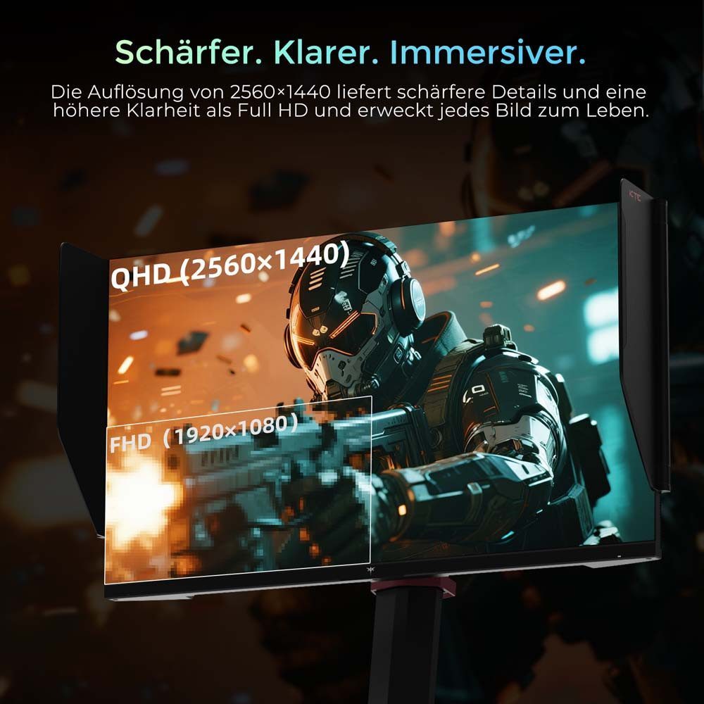KTC H27E8 27 Zoll QHD 240Hz Gaming-Monitor (2560 × 1440 px, 1 ms Reaktionszeit, 240 Hz, FAST IPS, übertaktet auf 275 Hz, HDR400 & 400 cd/m², FreeSync & G-Sync)