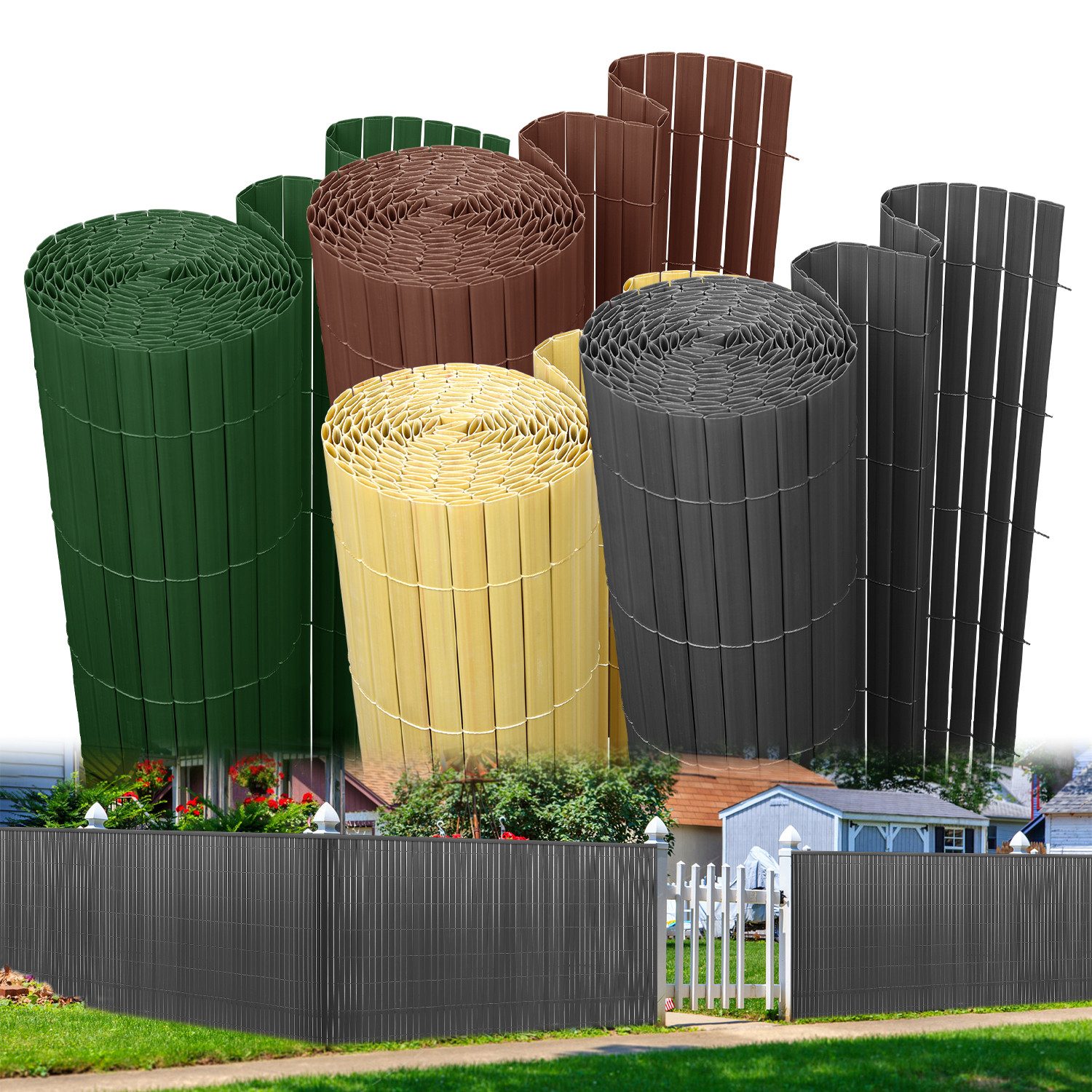 Clanmacy Balkonsichtschutz PVC Sichtschutzmatte mit verstärkter günstig online kaufen