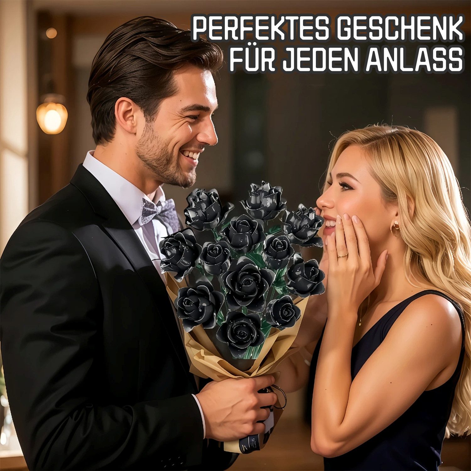 Esun Künstliche Blumen Bau-Set Blumen Pflanzen Strauß Spielbausteine 585St. Spielbausteine, (SET, 585 St., Komplettset), Geschenk für Erwachsene, Jungen ab 14+  – Bild 4 von 5