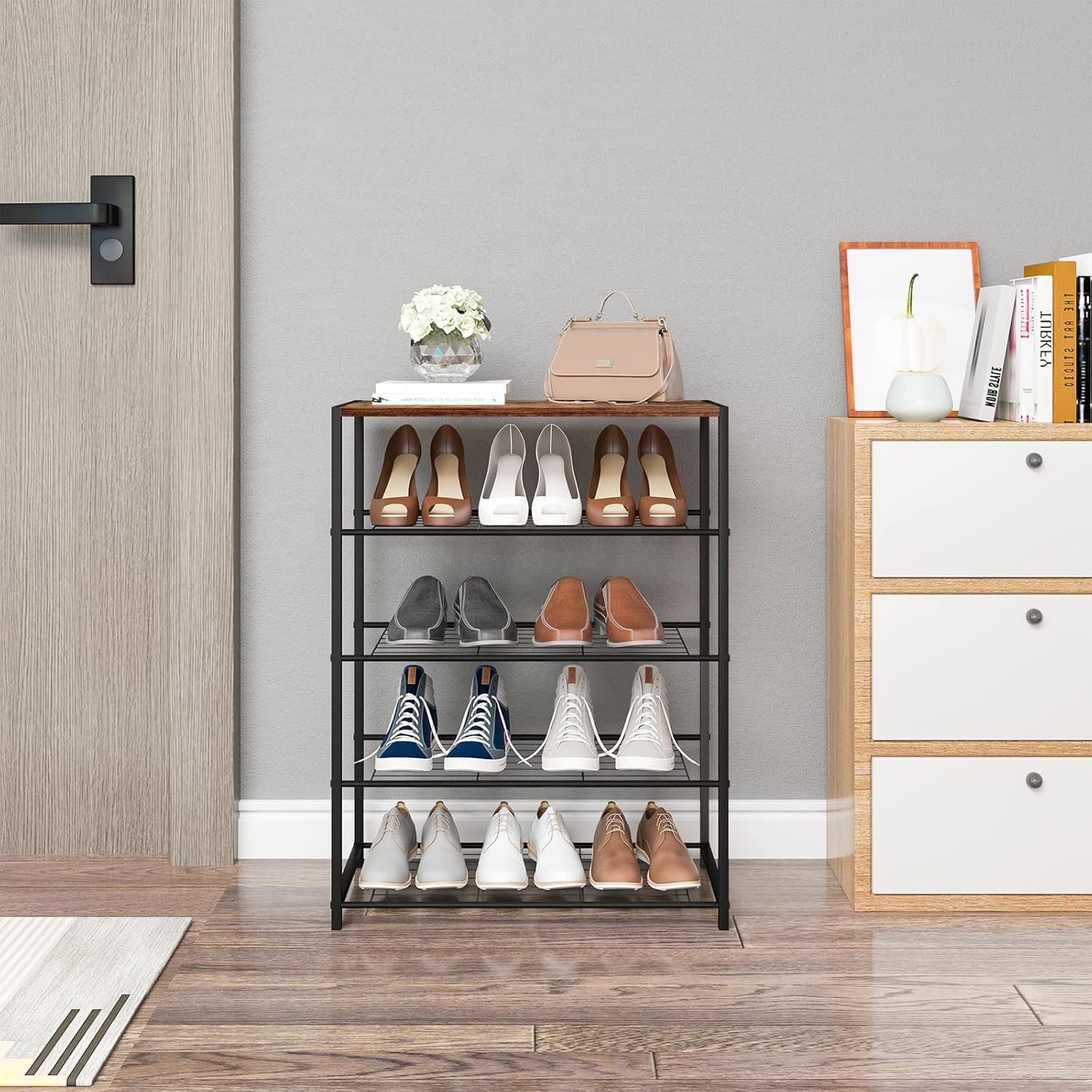 Woltu Schuhregal, 1-tlg., Schuhbank Schuhregal Badregal mit Sitzfläche