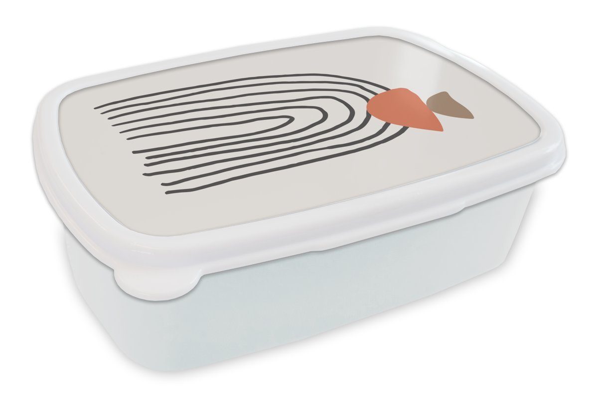 MuchoWow Lunchbox Sommer - Pastell - (2-tlg), weiß Erwachsene, Jungs und Kinder für Schwarz, für und Brotbox Brotdose, Mädchen Kunststoff