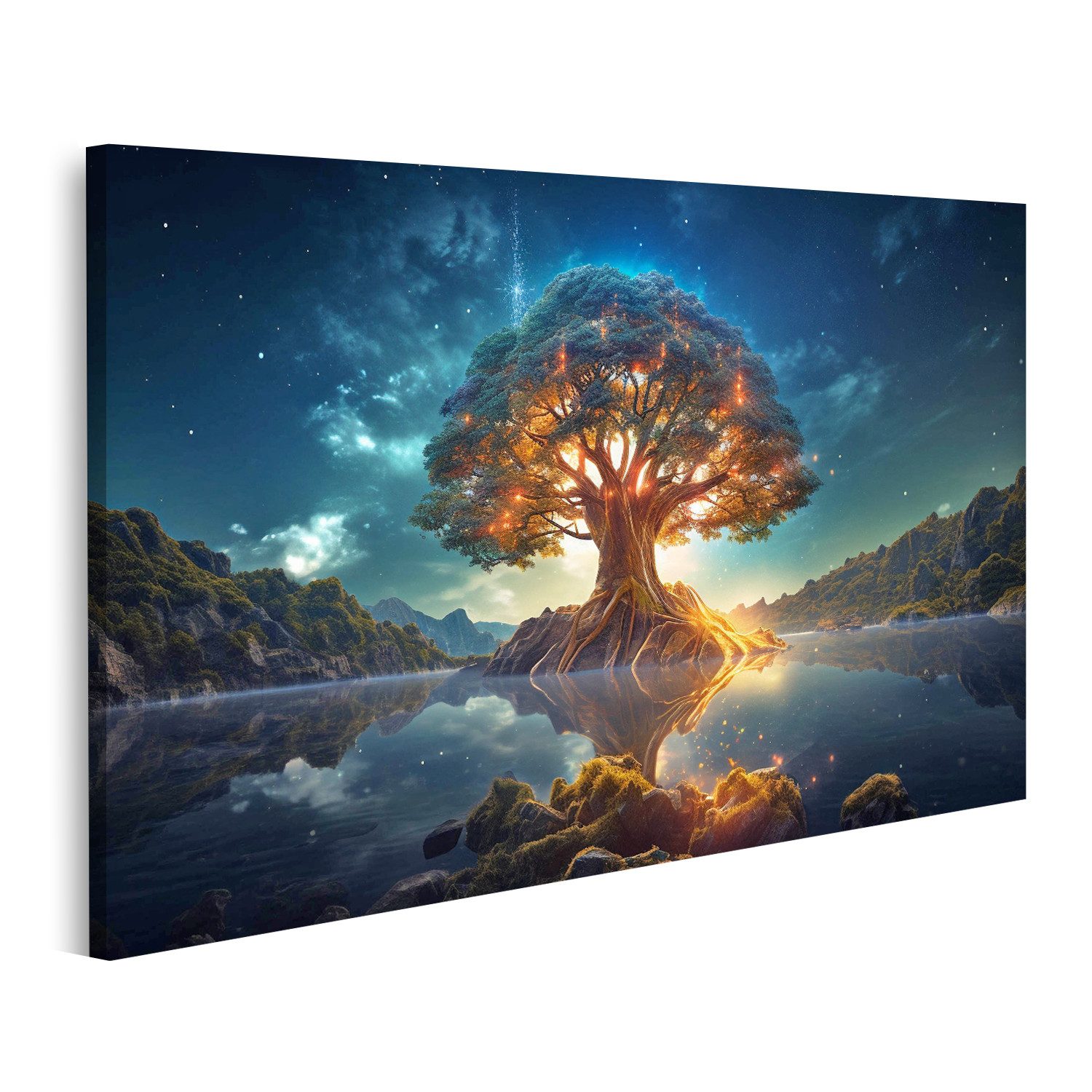islandburner Leinwandbild Yggdrasil Leuchtender Baum Leben Olorful Heiliger günstig online kaufen