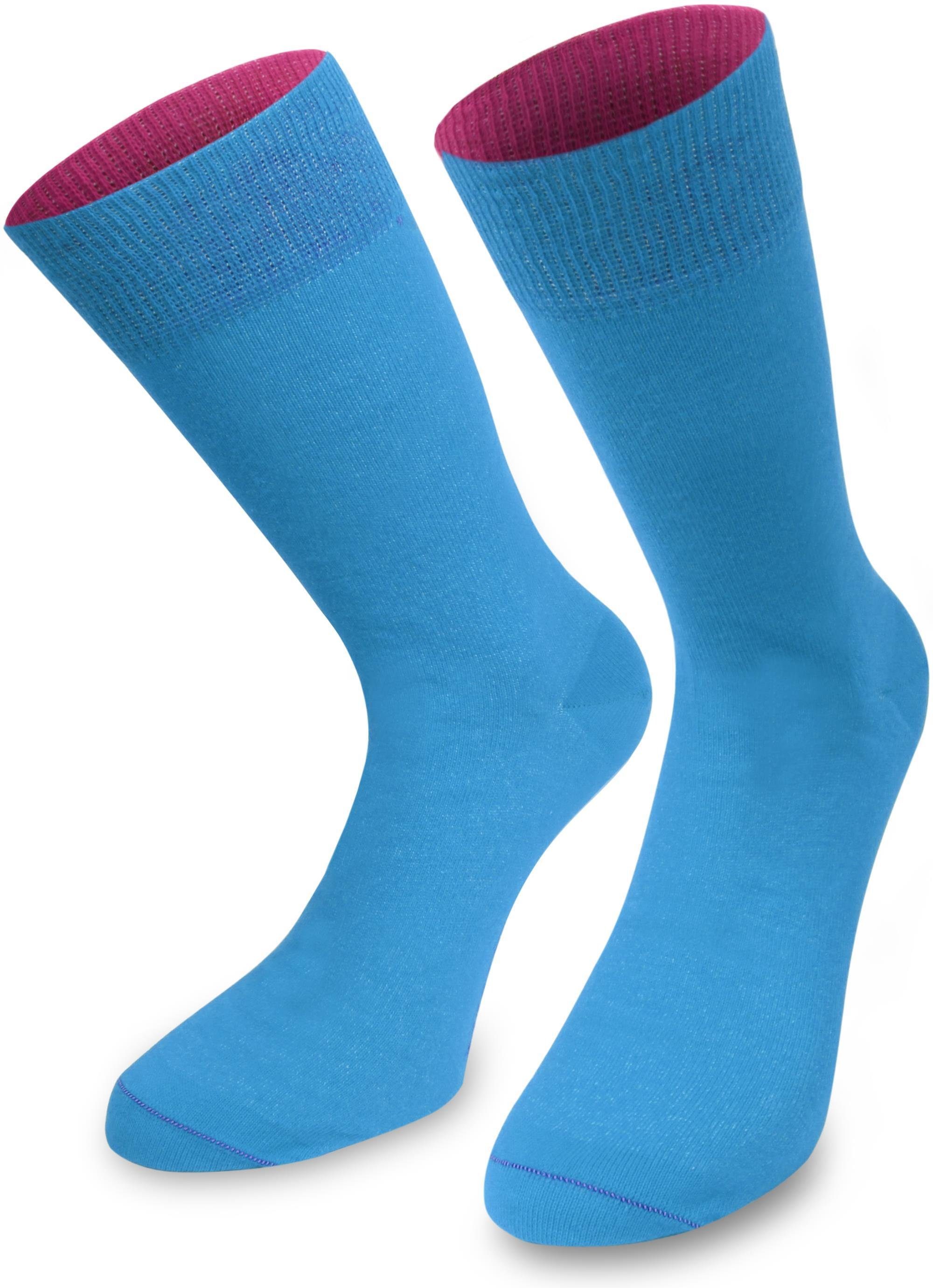 normani Basicsocken 1 Paar Socken Bi-Color (1 Paar) farbig abgesetzter Bund Türkis/Beere