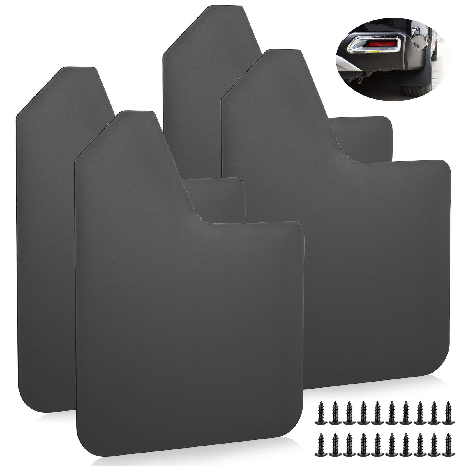 BlingBin Kfz-Schmutzfänger 4er Set Universal Schmutzfänger mit Schrauben, 4er Set, 4-tlg., 38 × 29 cm, Spritzschutz für Auto, Pickup, SUV, Van und LKW von BlingBin