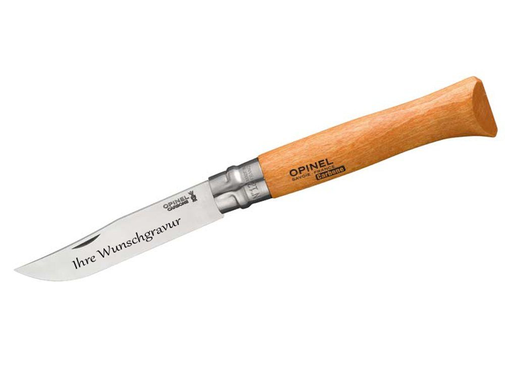Taschenmesser No 12, Buche, Carbon, mit Namensgravur