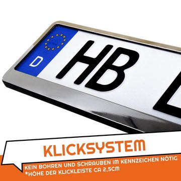 L & P Car Design Kennzeichenhalter für Auto in Chrom-Optik Kennzeichenhalterung Kennzeichen, (2 Stück)