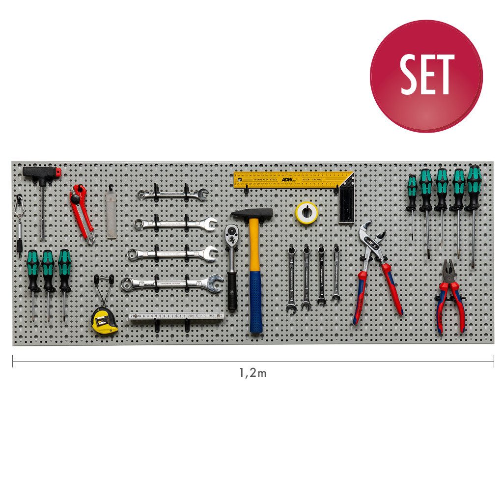 Kreher Lochwand XXXL Werkzeugwand mit Hakensortiment 52tlg. _Hellgrau _ 120 günstig online kaufen