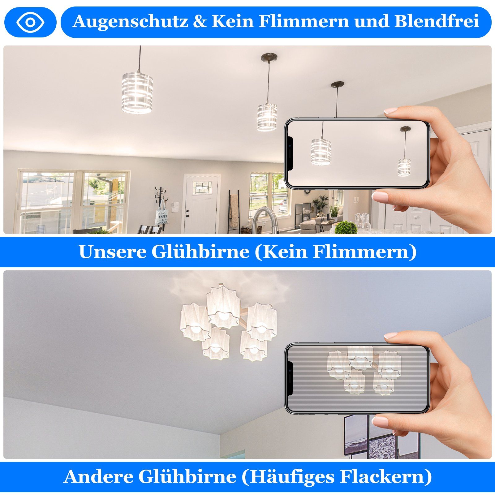 Nettlife LED-Leuchtmittel Glühbirne 6St 4W 2700K E27 Vintage Edison A60 Leuchtmittel, E27, 3 St., Warmweiss – Bild 5 von 5