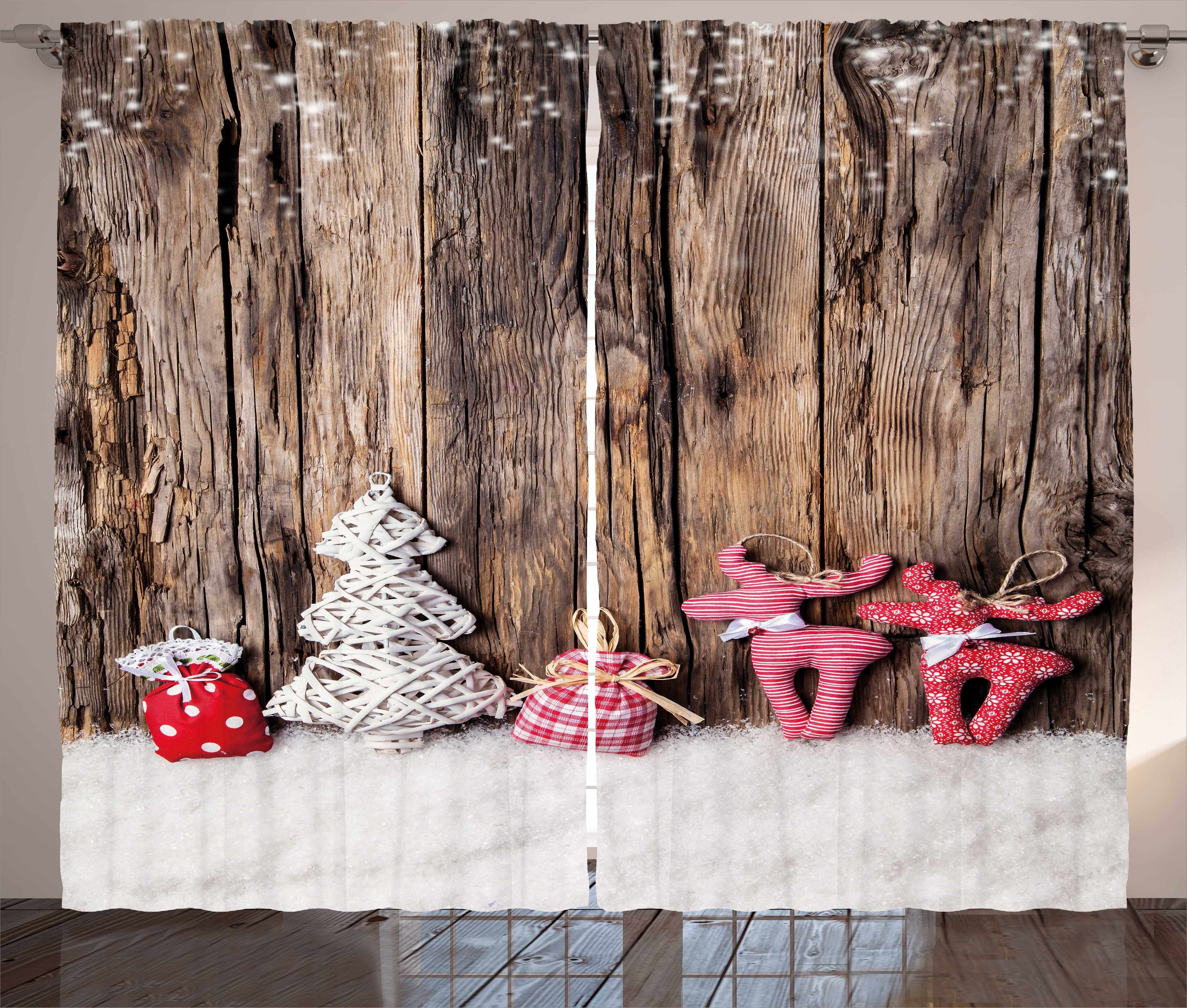 Gardine Vorhang Weihnachten Schlaufen und mit Kräuselband Schlafzimmer traditionelle Abakuhaus, Winter Haken,