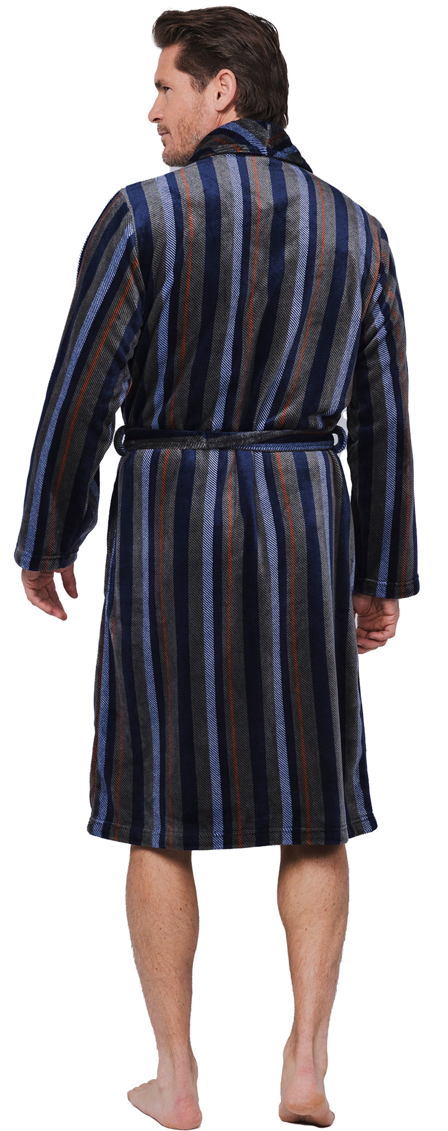 Pastunette Herrenbademantel Kuscheliger Herren Fleece Morgenmantel, Polyester, Schalkragen, Gürtel, Modisches Design